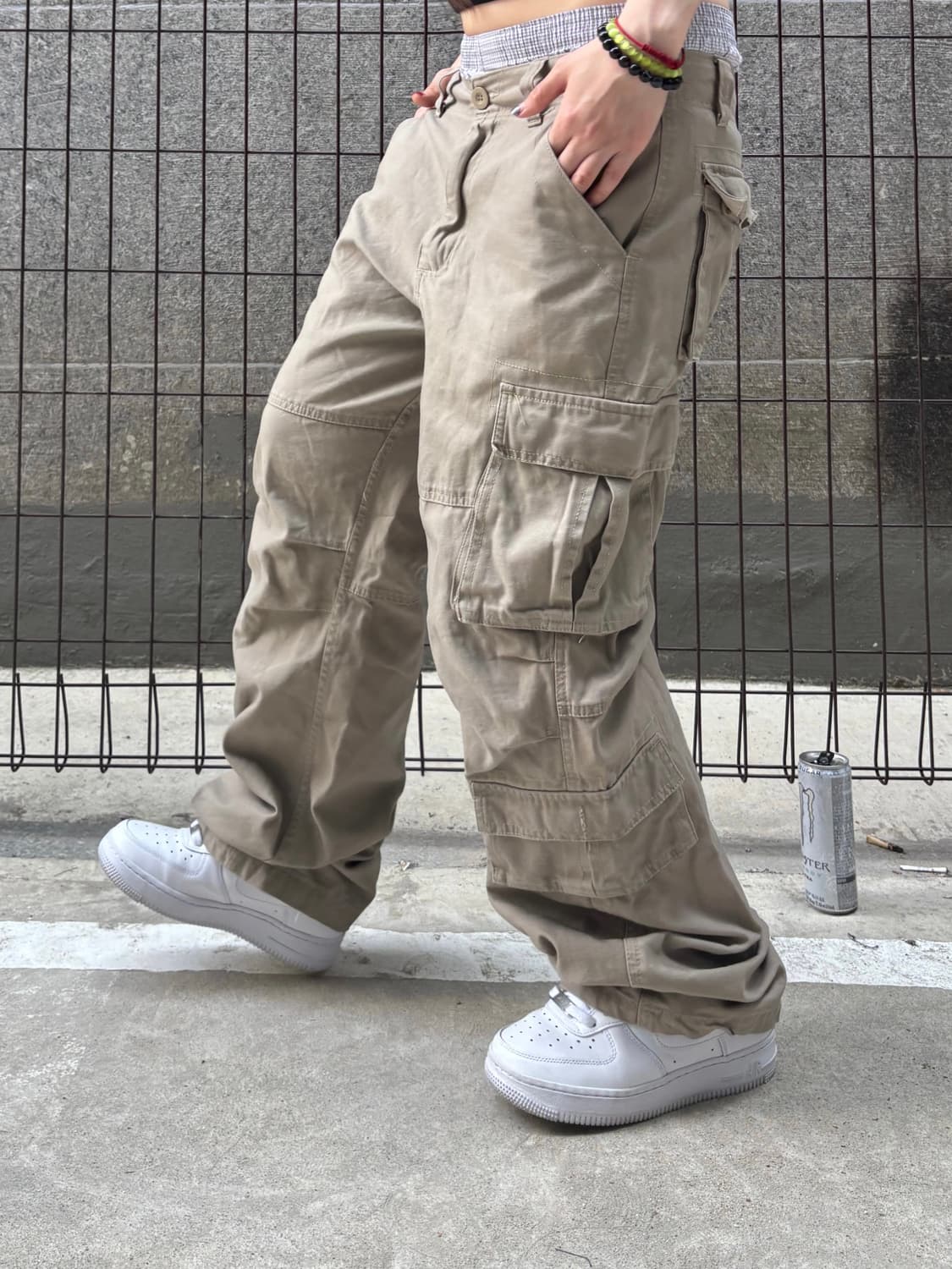 빈티지 카키 와이드 카고팬츠 상품이미지6