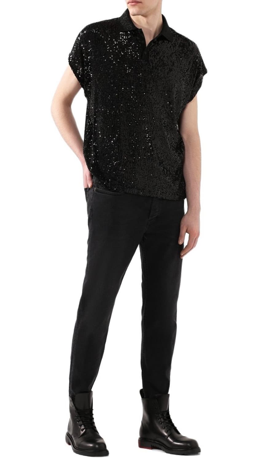 Saint Laurent mens Sequins S/S Polo Shir 상품이미지2