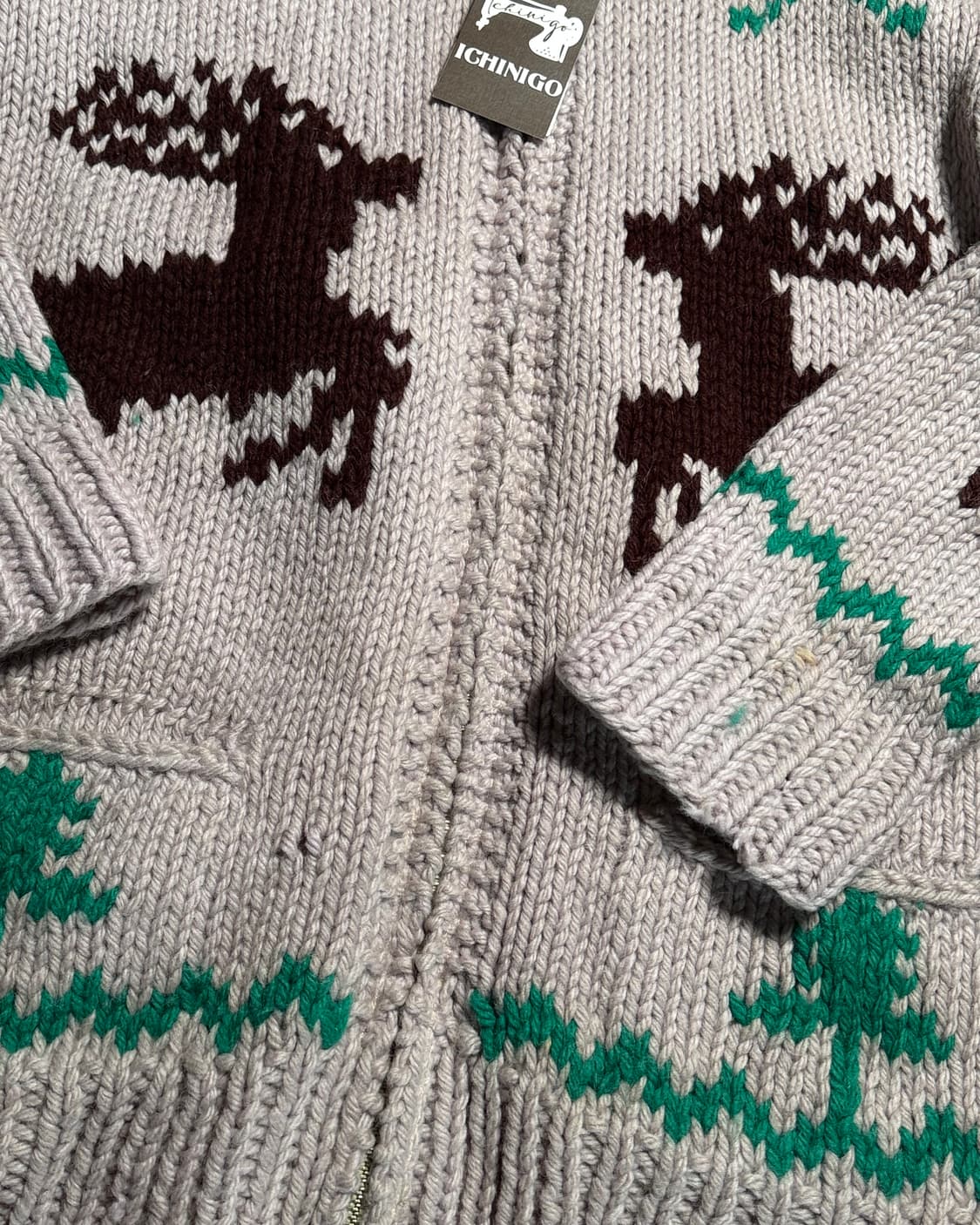 (60‘s 라이트닝 지퍼) 빈티지 사슴 패턴 코위찬 스웨터 105 상품이미지3