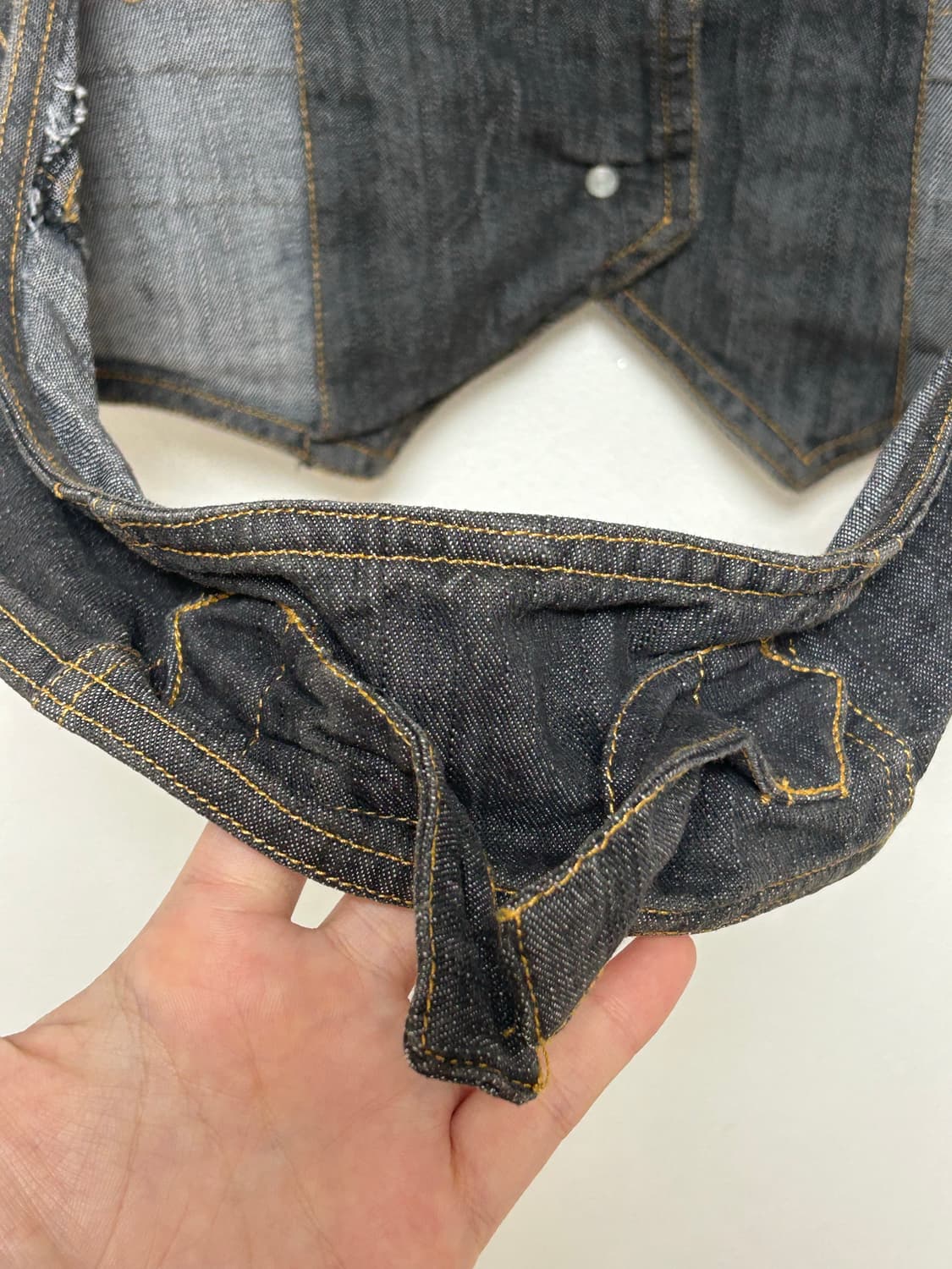 빈티지) 흑청 데님 후드조끼 베스트 상품이미지5