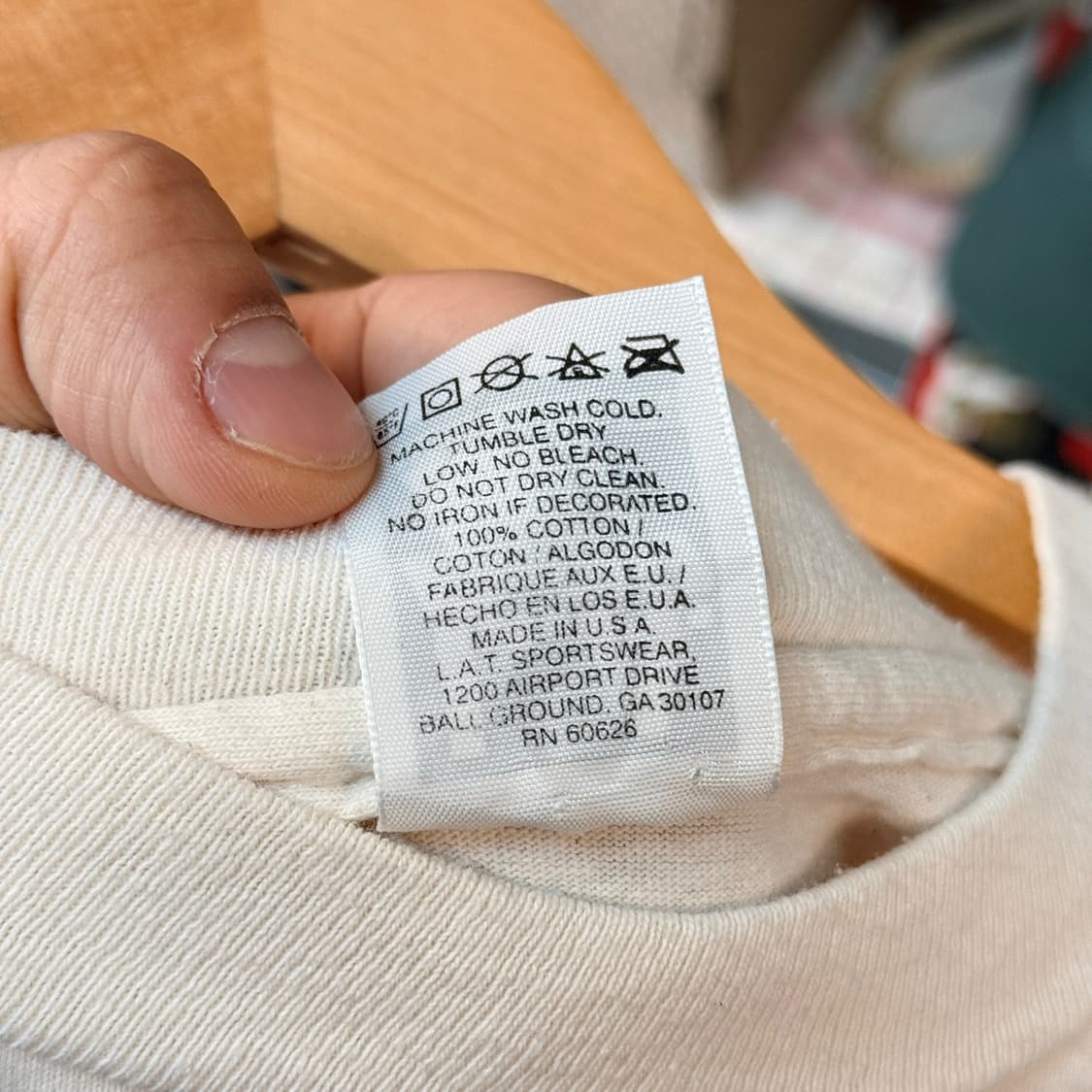 90S LA 스포츠웨어 아메리카나 갓 블레스 싱글스티치 티셔츠 M 상품이미지9