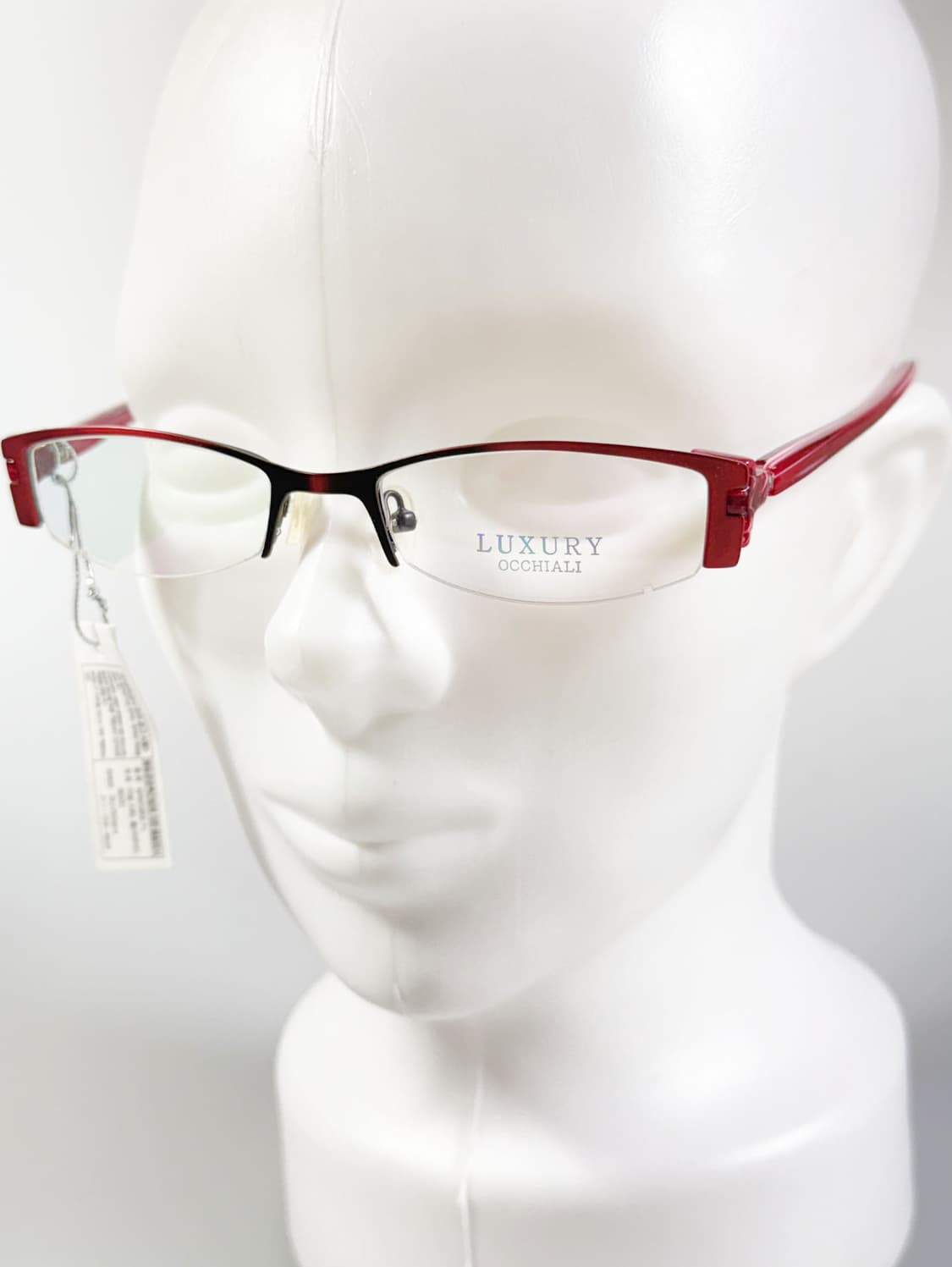LUXURY Occhiali 반무테 스퀘어 레드 메탈 빈티지 안경 상품이미지8