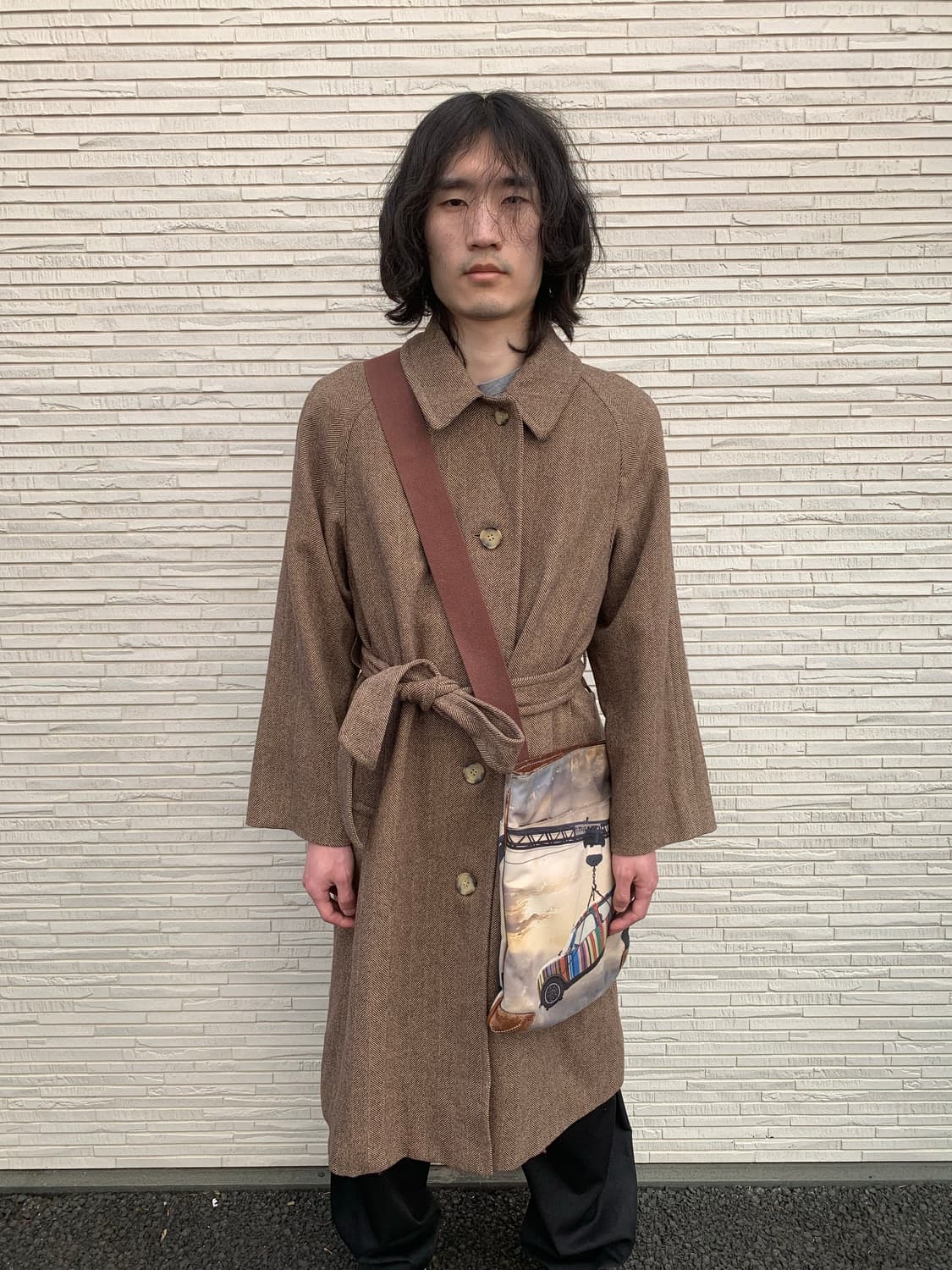 jw앤더슨 유니클로 헤링본 발마칸 울 코트 (brown) 상품이미지2