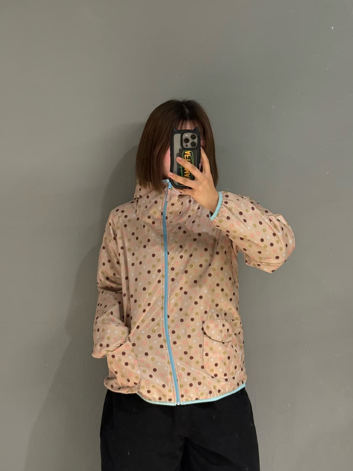dot pattern pocket hood windbreaker  상품이미지1