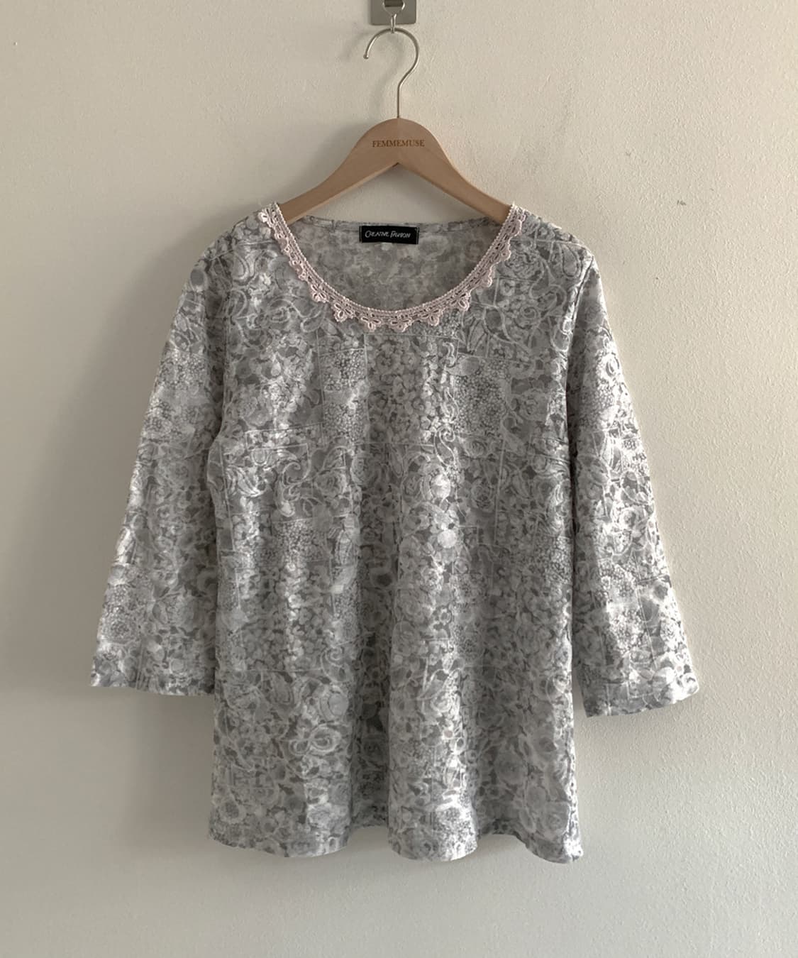 Lace Collar Pattern Blouse T 상품이미지1