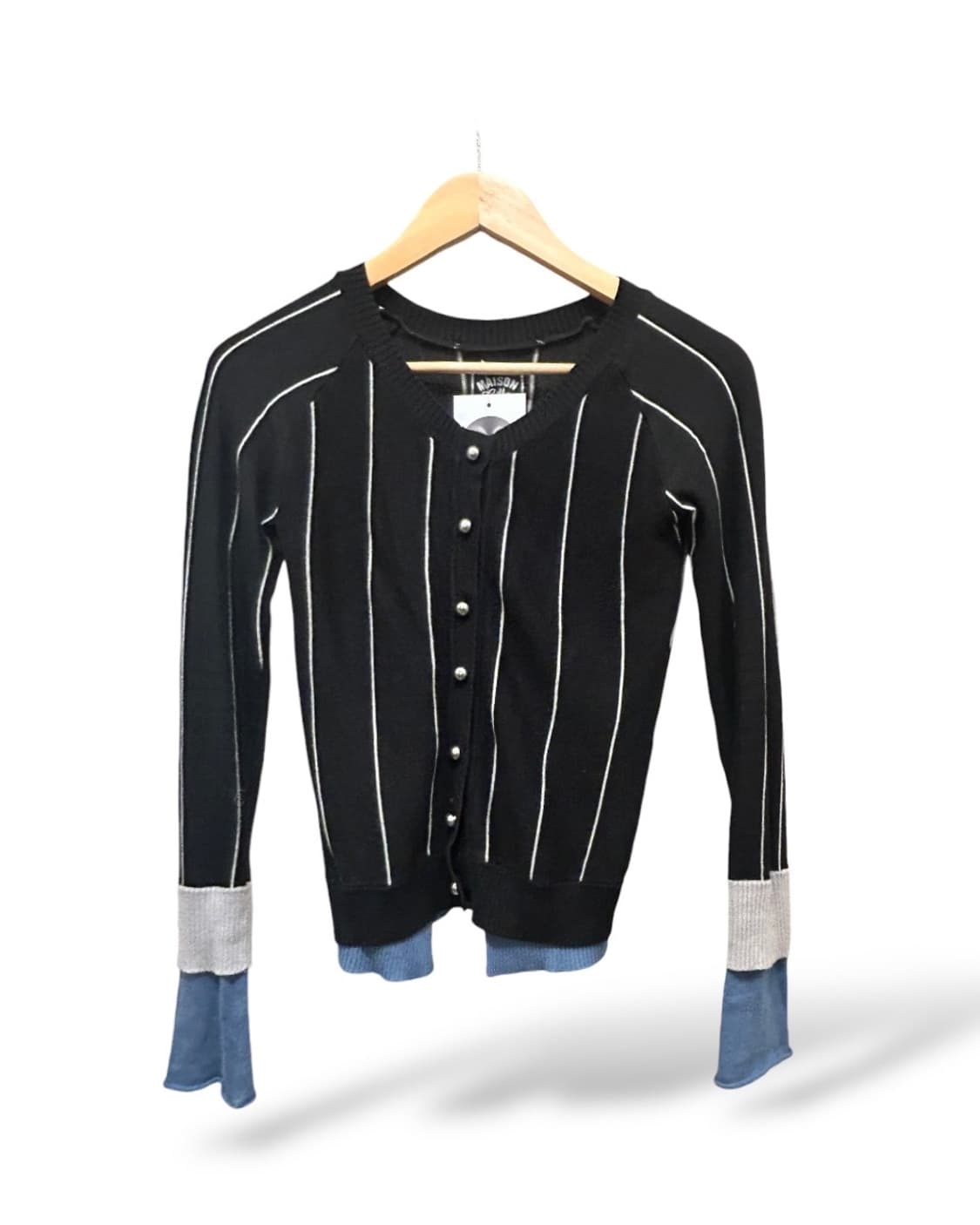 jp vintage) maison gilly 블랙 스트라이프 가디건  상품이미지1