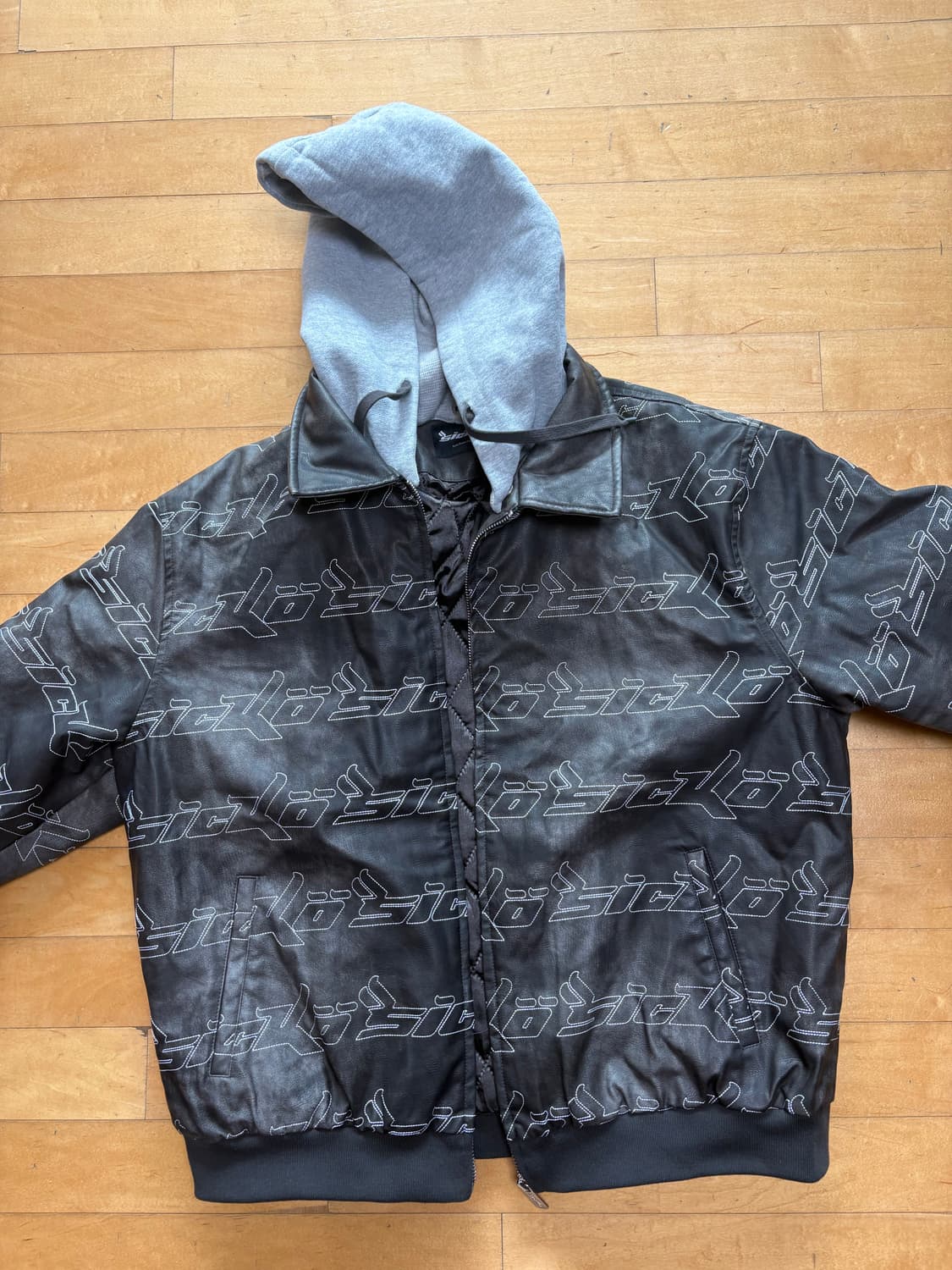 Sicko born from pain 페이디드 레더 후디 자켓 XL 상품이미지2