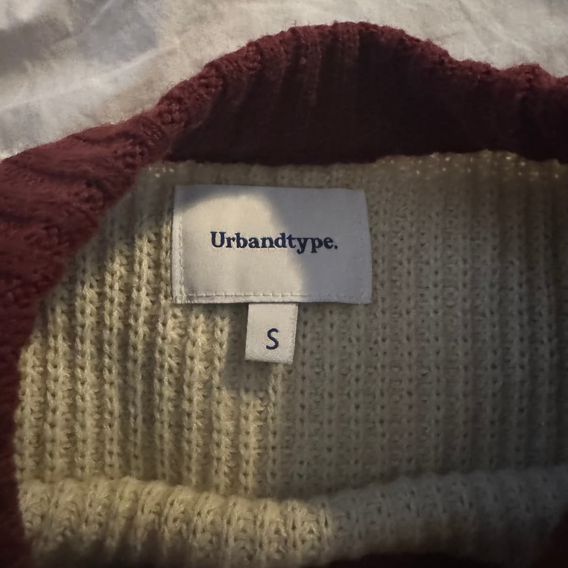 어반디타입 컬러 블록 래글런 니트 버건디 s 상품이미지3