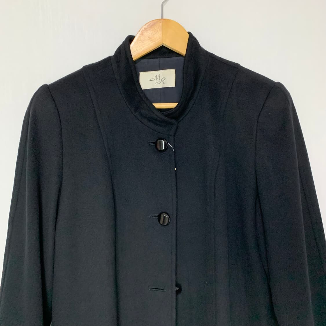 빈티지 차이나카라 캐시미어 100% 블랙 롱 코트 남녀공용 상품이미지3