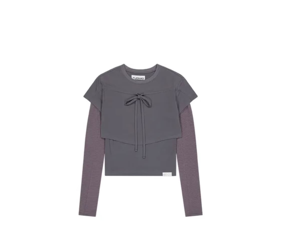 뚜오미오 STRIPE LAYERED STRAPPY TOP 그레이 상품이미지2