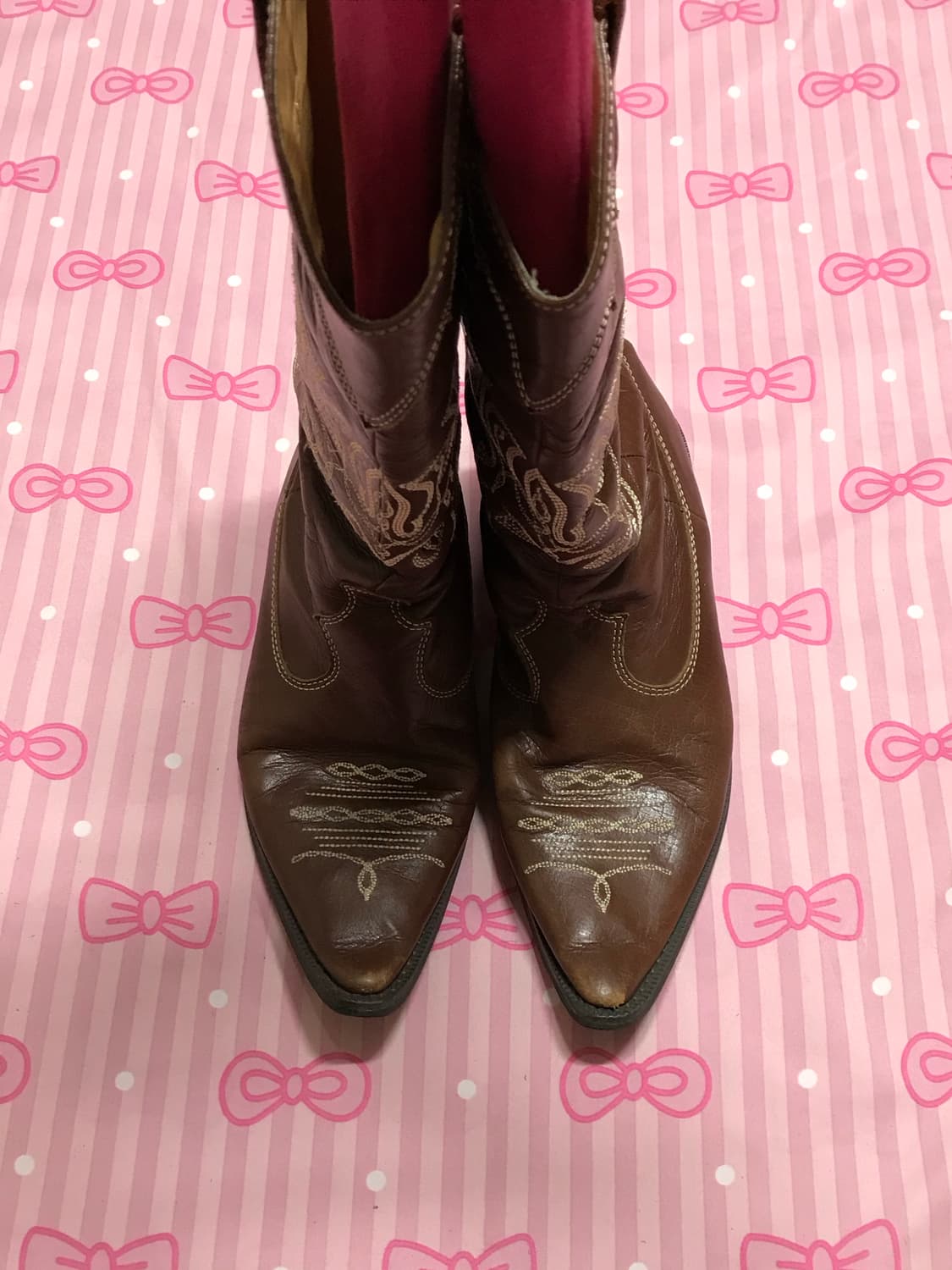 브라운 웨스턴 자수 부츠 웨스턴부츠 y2k 신발 상품이미지4