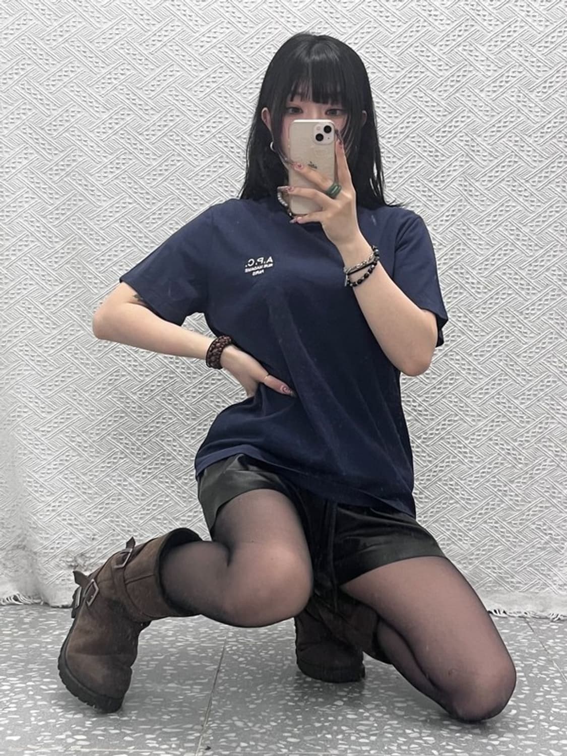 아페쎄  캐주얼 레트로 빈티지 스몰로고 반팔티 M C11860 상품이미지1