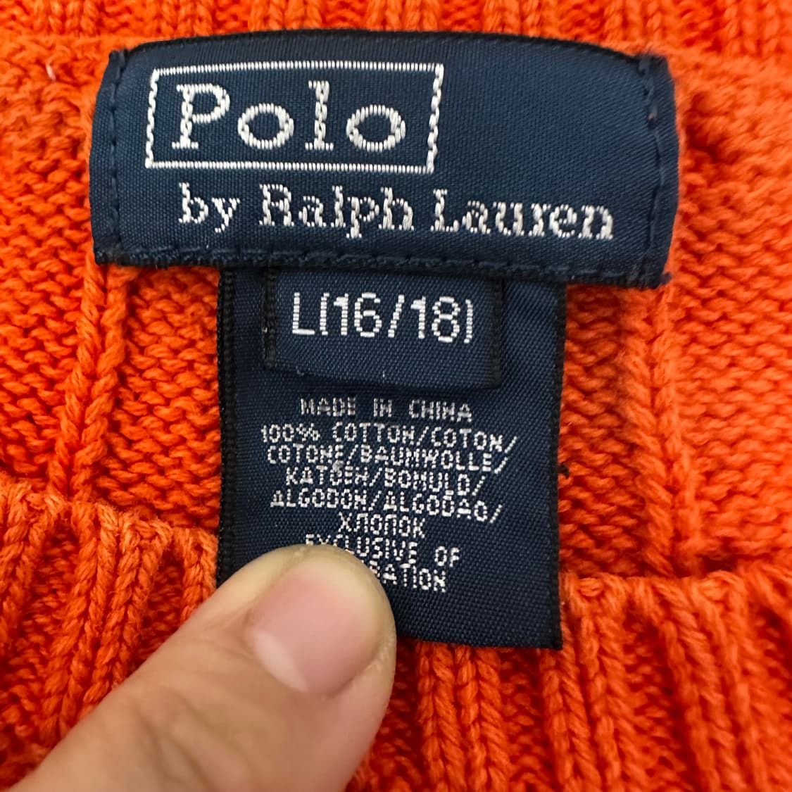 POLO 폴로 랄프로렌 여성 케이블 꽈배기 니트 주황 S 상품이미지3