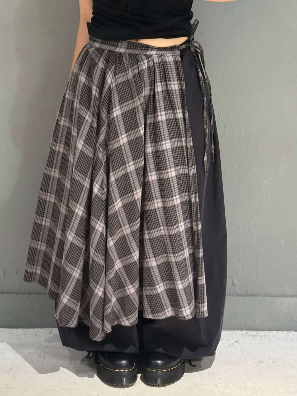 check pattern wrap detail skirt 상품이미지4