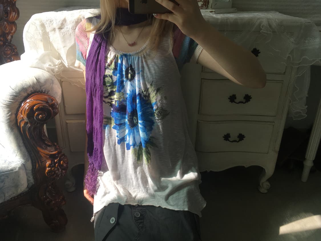 Set)액시즈팜 플라워 슬리브리스 + 하구미 반팔 상품이미지2