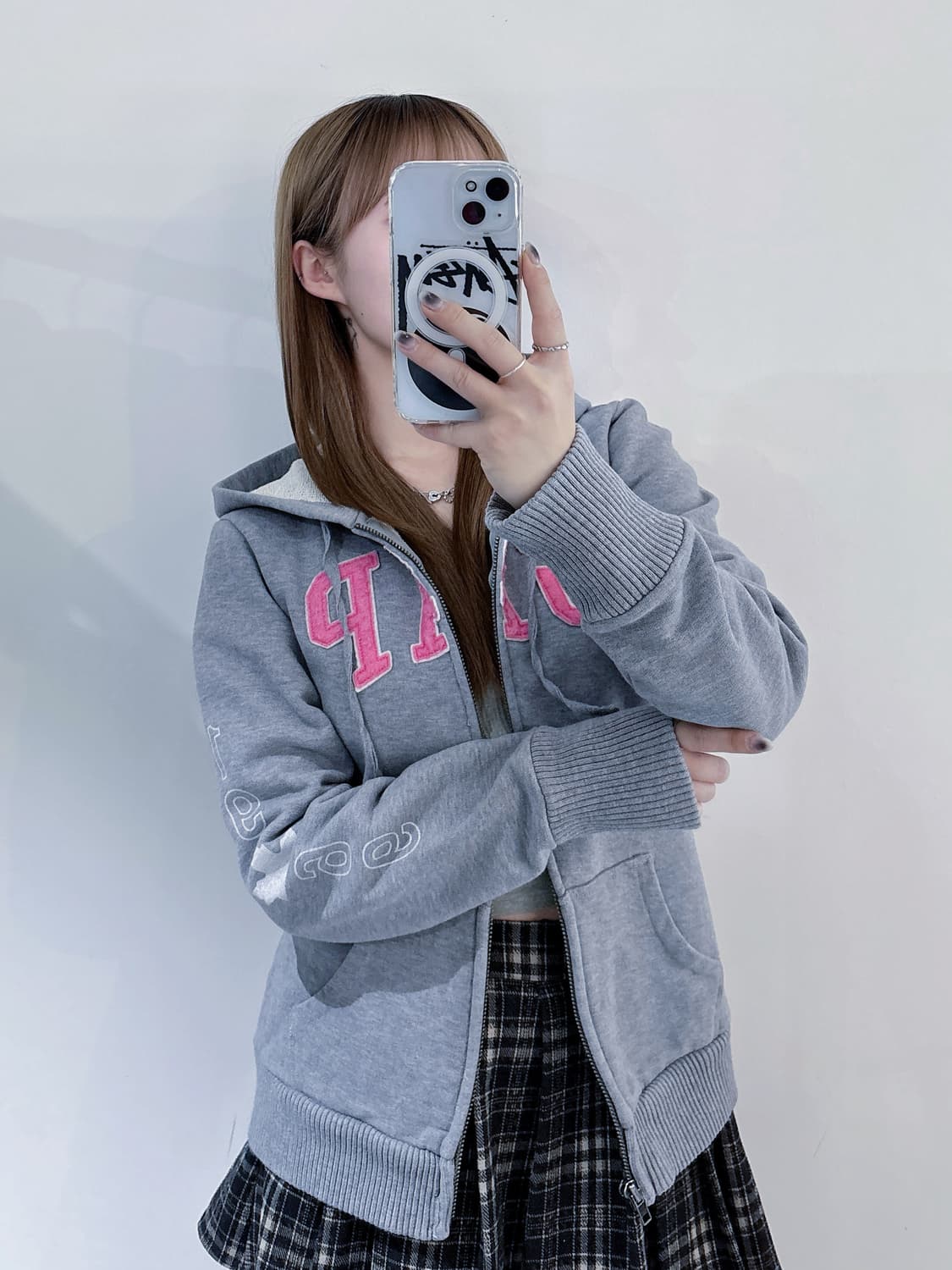 갭 그레이 빅로고 후드집업 상품이미지1