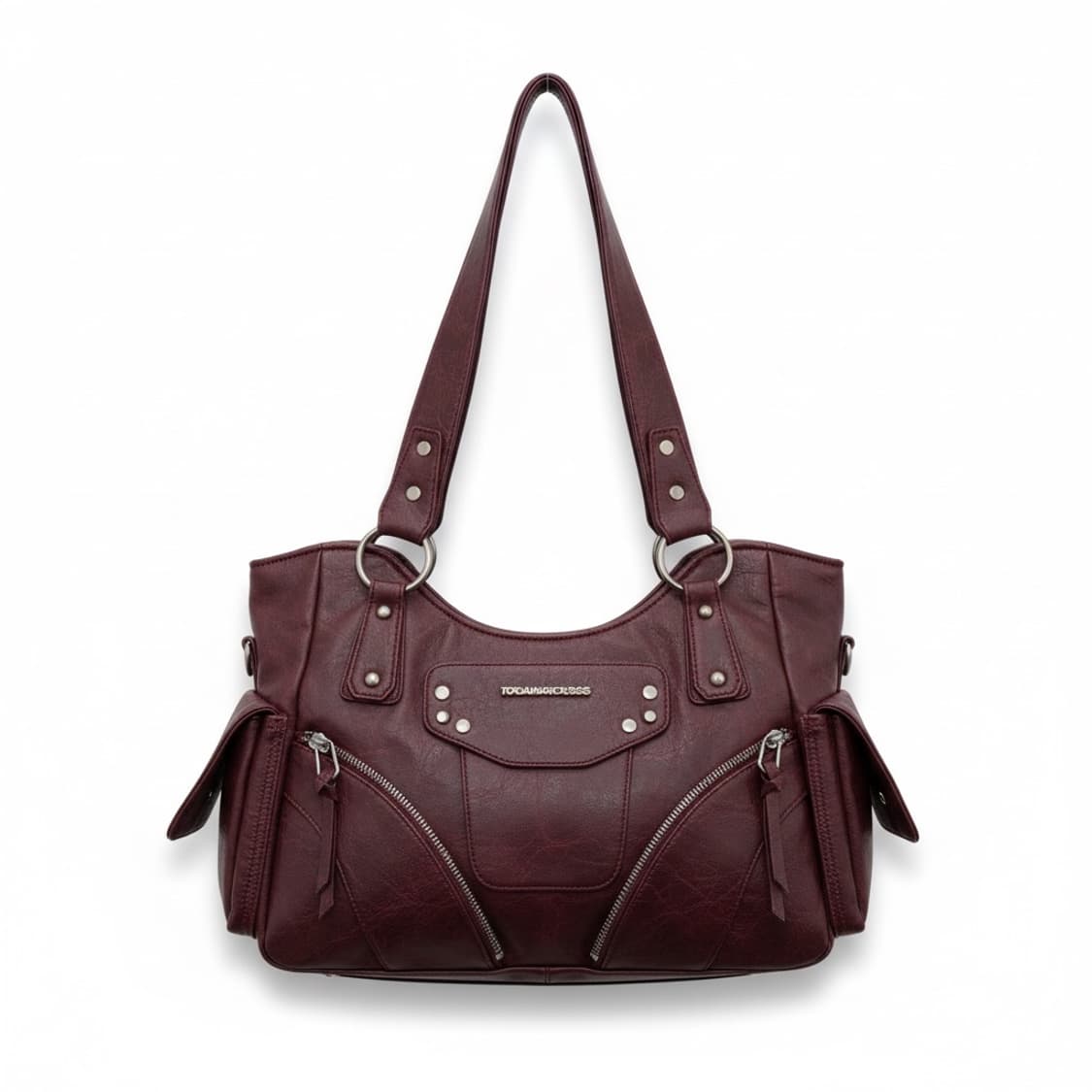 이우가마카라스 버건디 스터드 레더 숄더백 상품이미지1