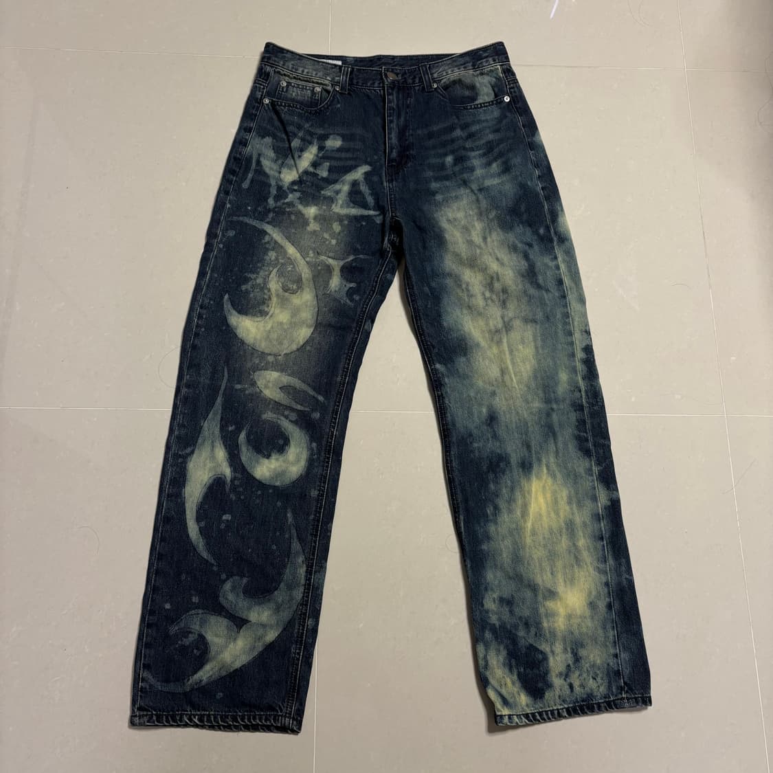 정품 아워데이즈 빈티지 워싱 세미와이드 데님팬츠 청바지 32인치 상품이미지3