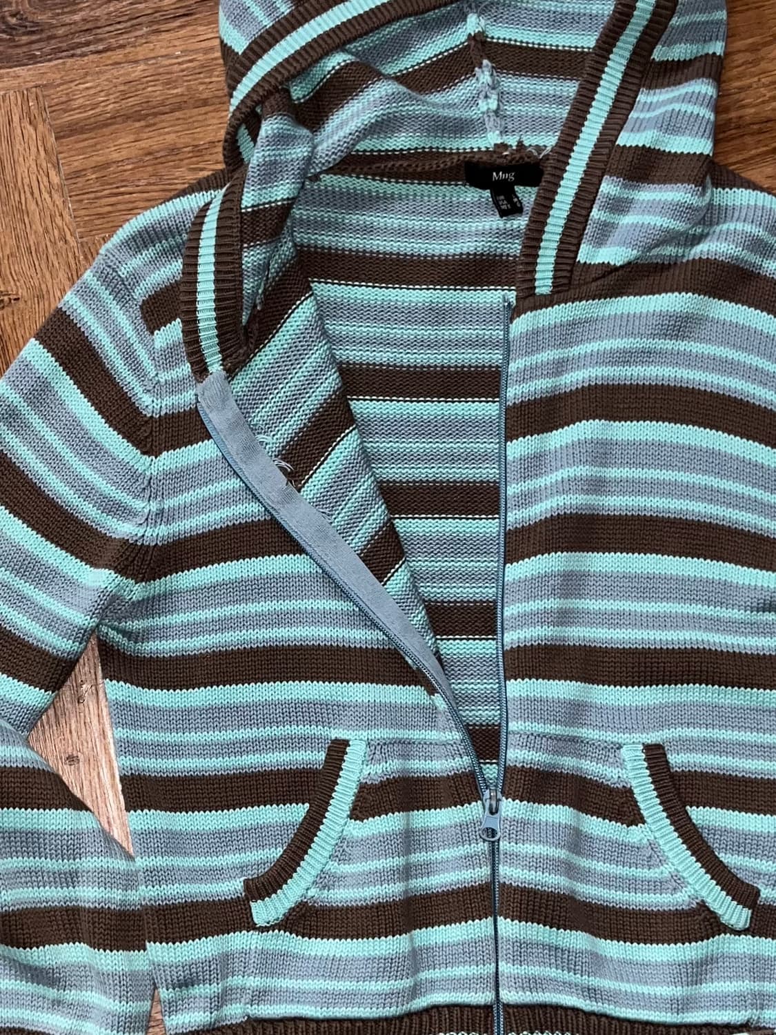 빈티지 스트라이프 니트 후드집업 상품이미지7