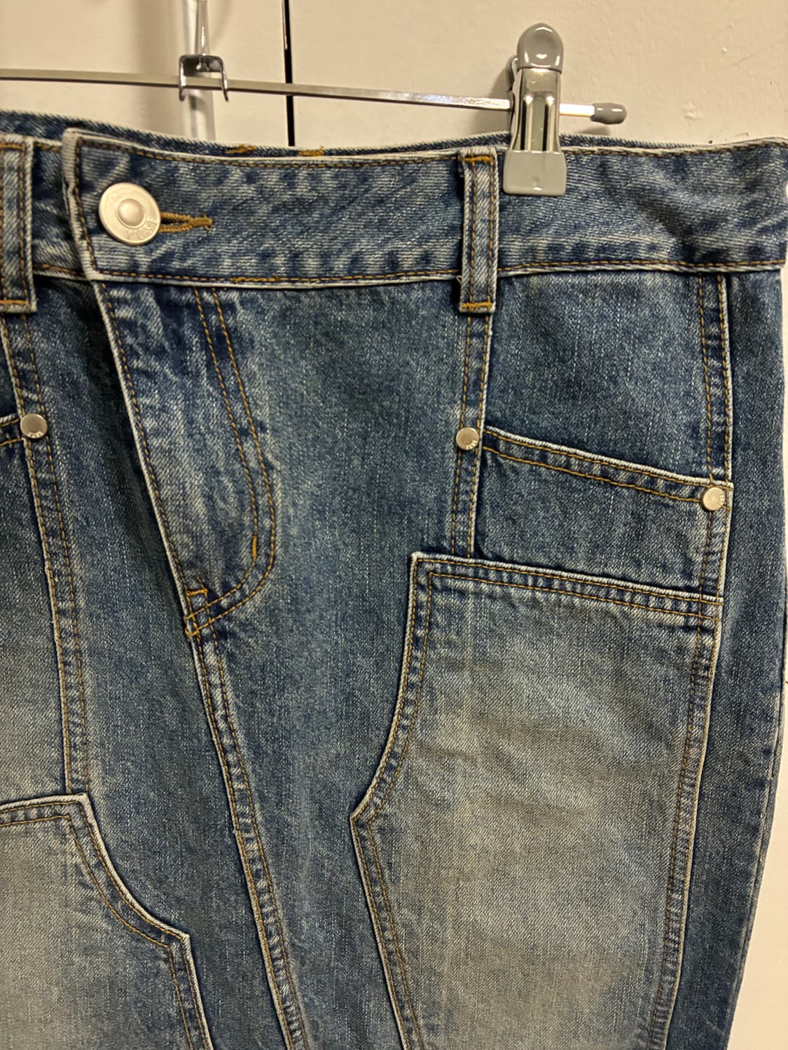 YUSE PANELED VINTAGE WASHING MIDI DENIM 상품이미지2