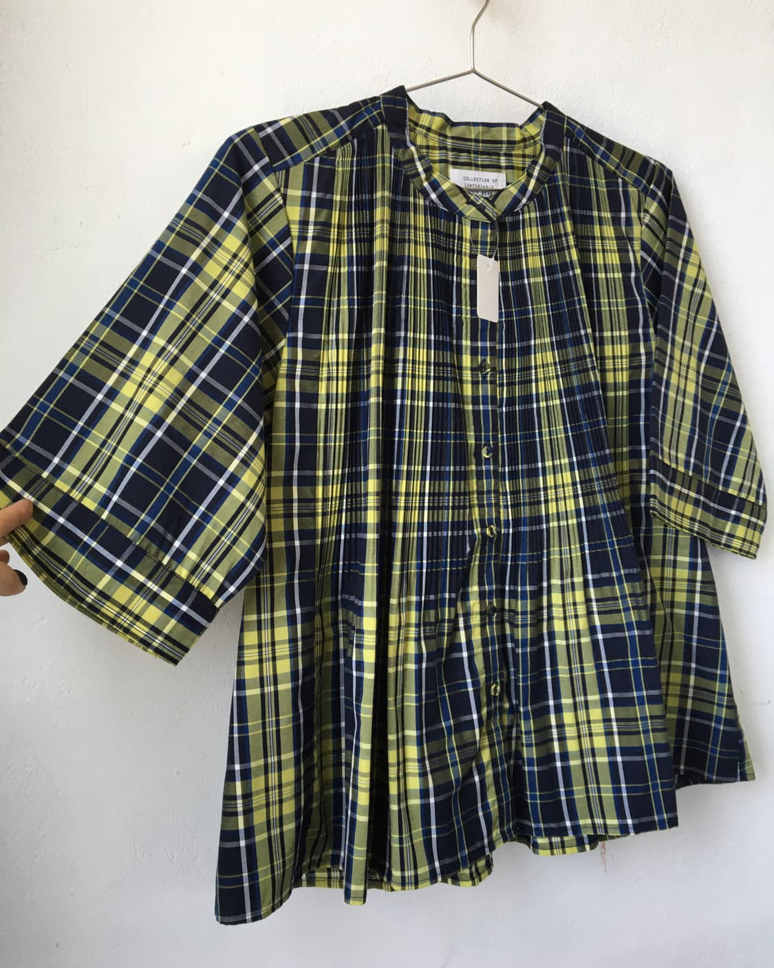 Check pattern pleats blouse 상품이미지4