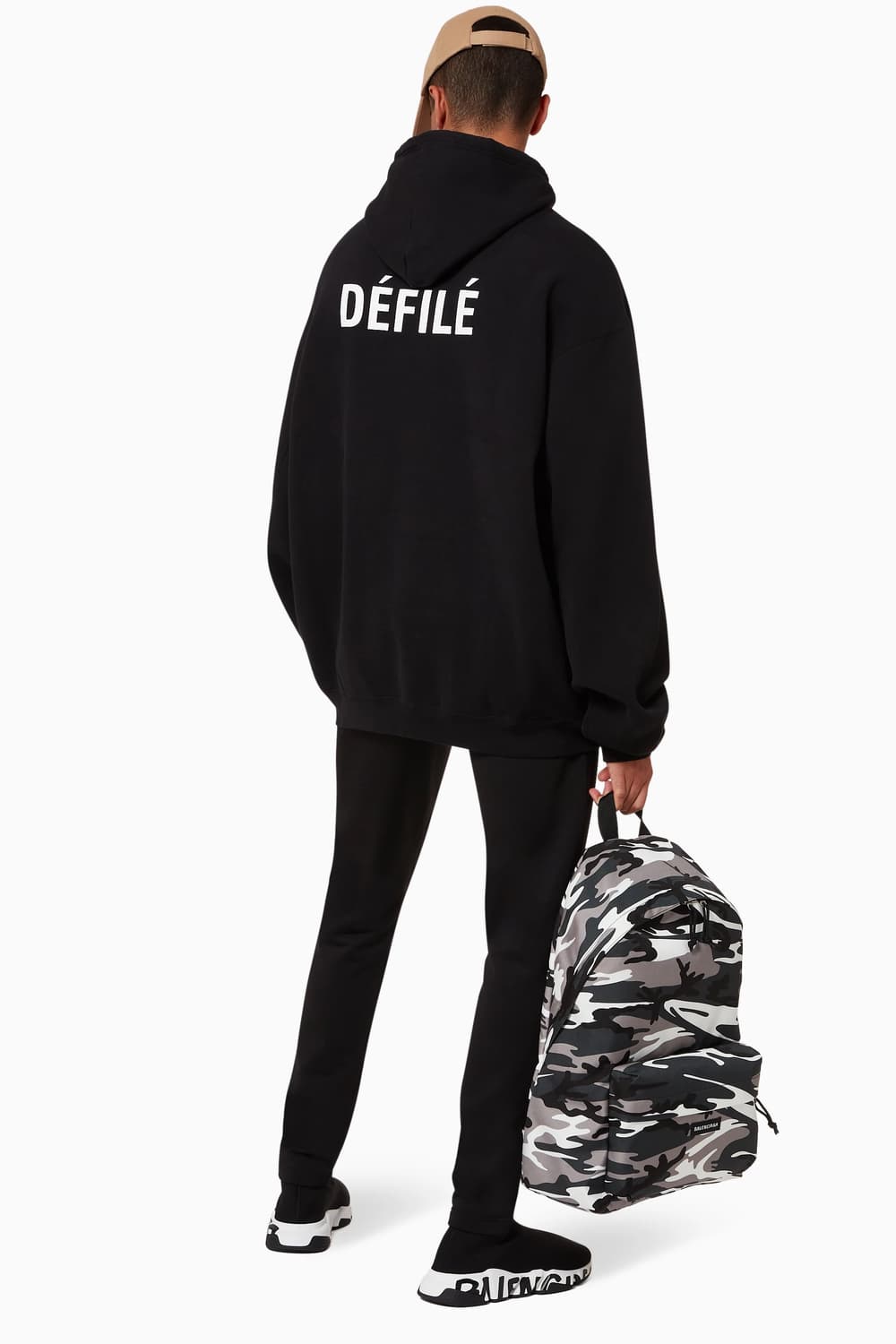 발렌시아가 defile 스몰로고 후드티 블랙 상품이미지1