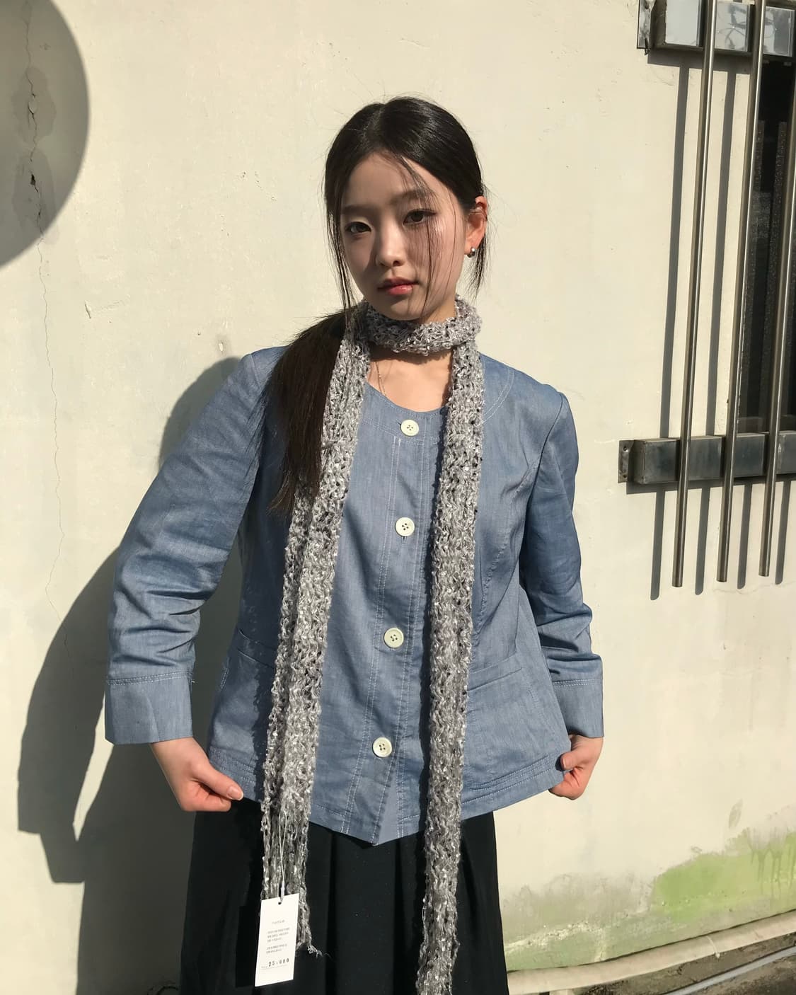 라이트 블루 버튼 자켓 블라우스  상품이미지1