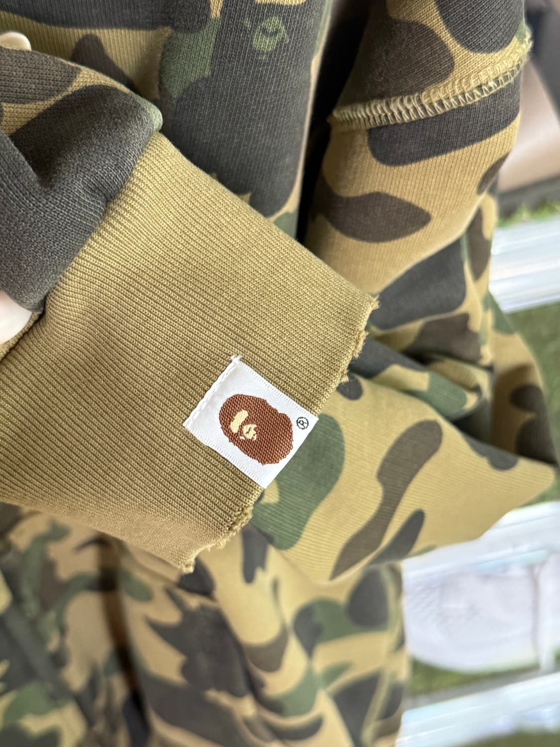 베이프 퍼스트 카모 헤비 워시 크롭 핏 집 후드 그린. 택없음 새상품 상품이미지6