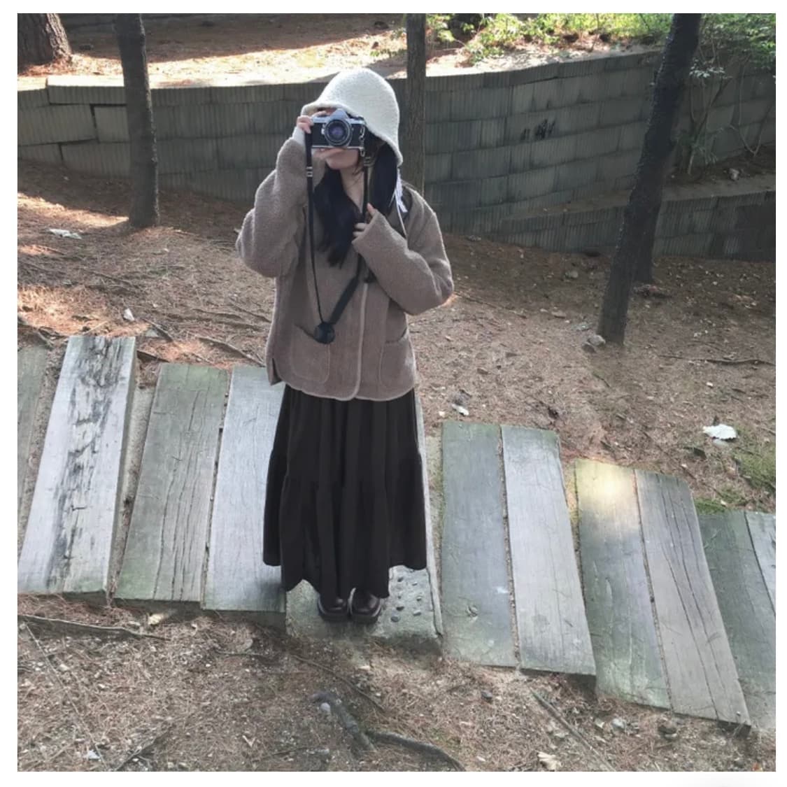 Brown corduroy long skirt 상품이미지1