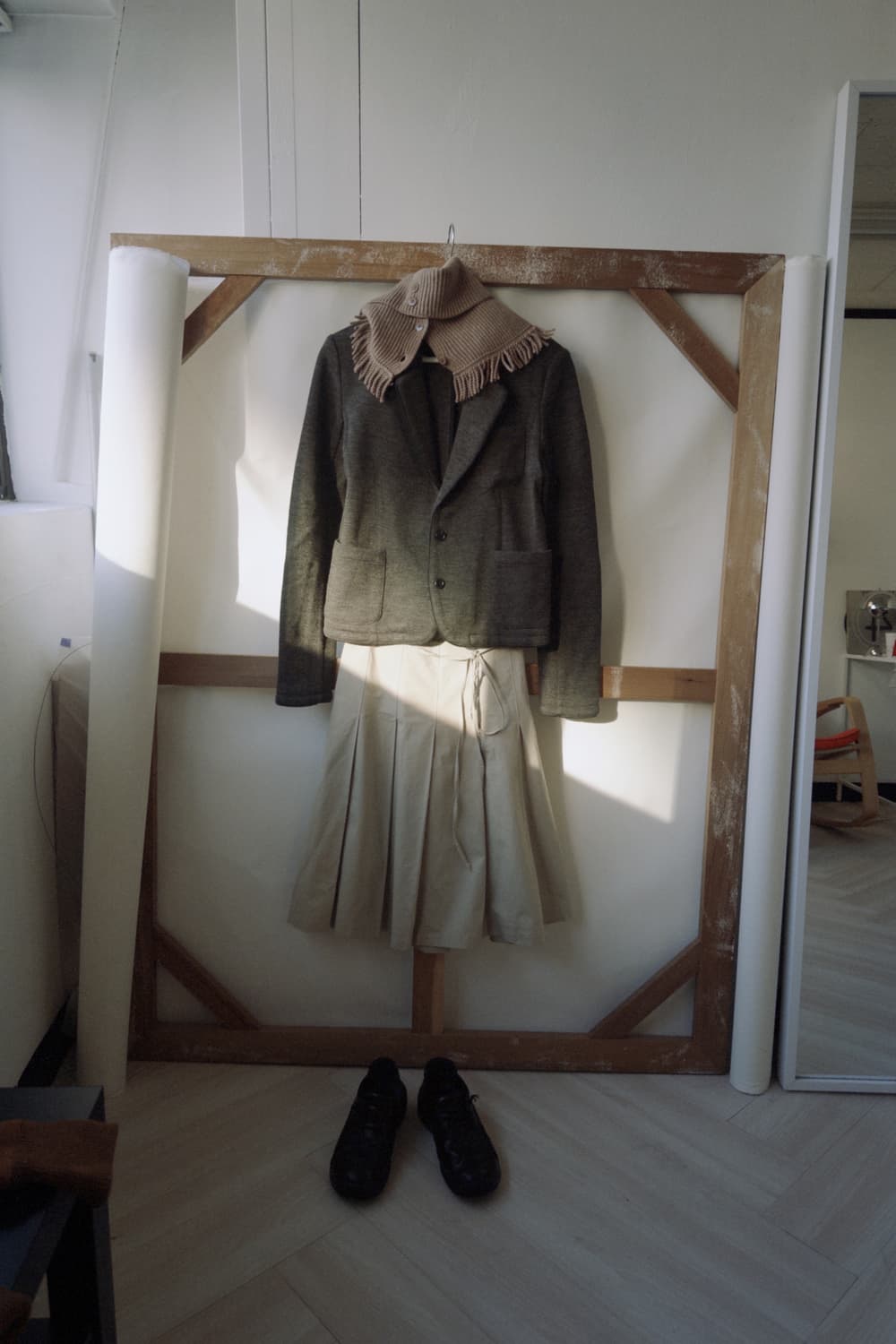 [Vintage] A-line Pleated Wrap Skirt (Bei 상품이미지5