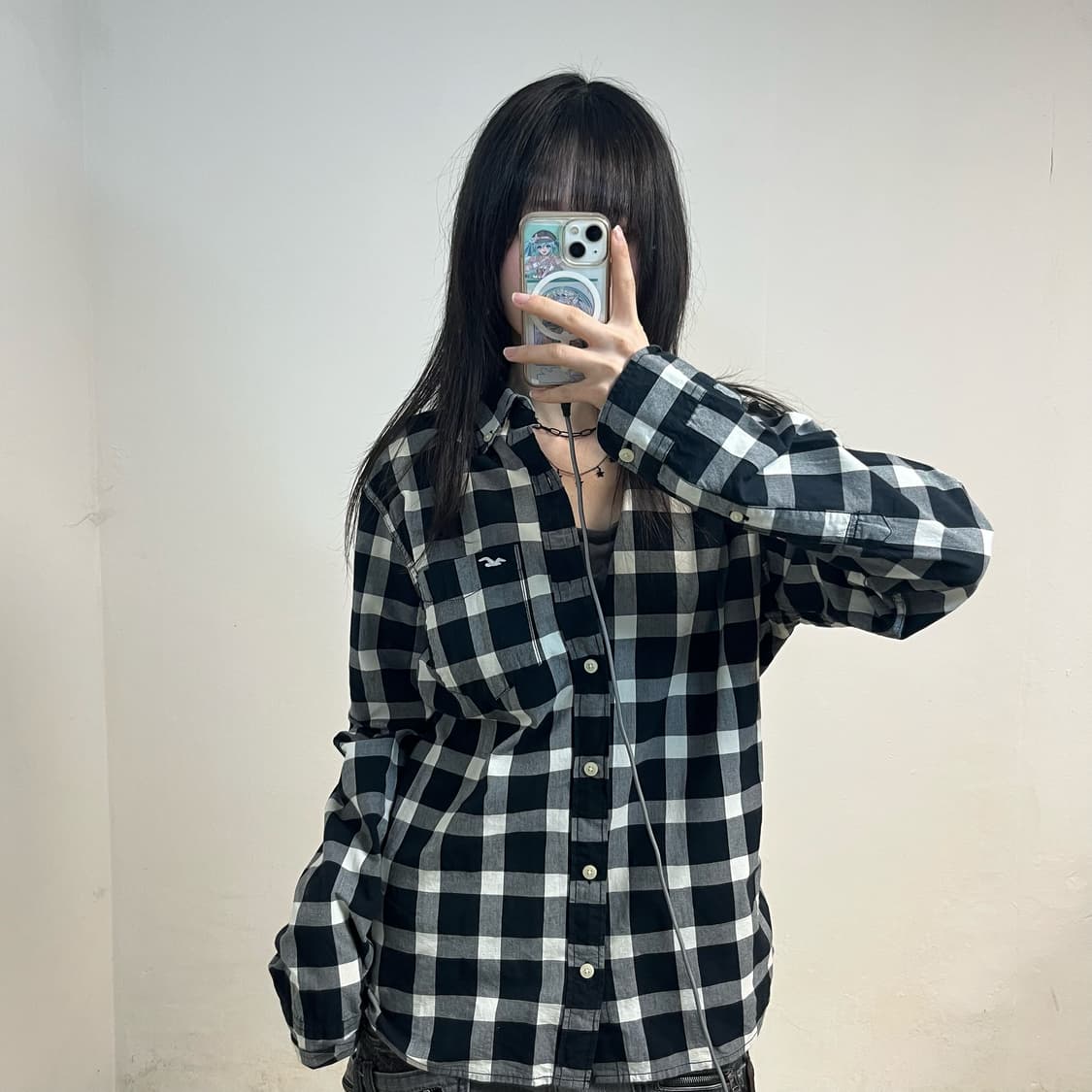 Hollister black gingham check shirt 상품이미지2