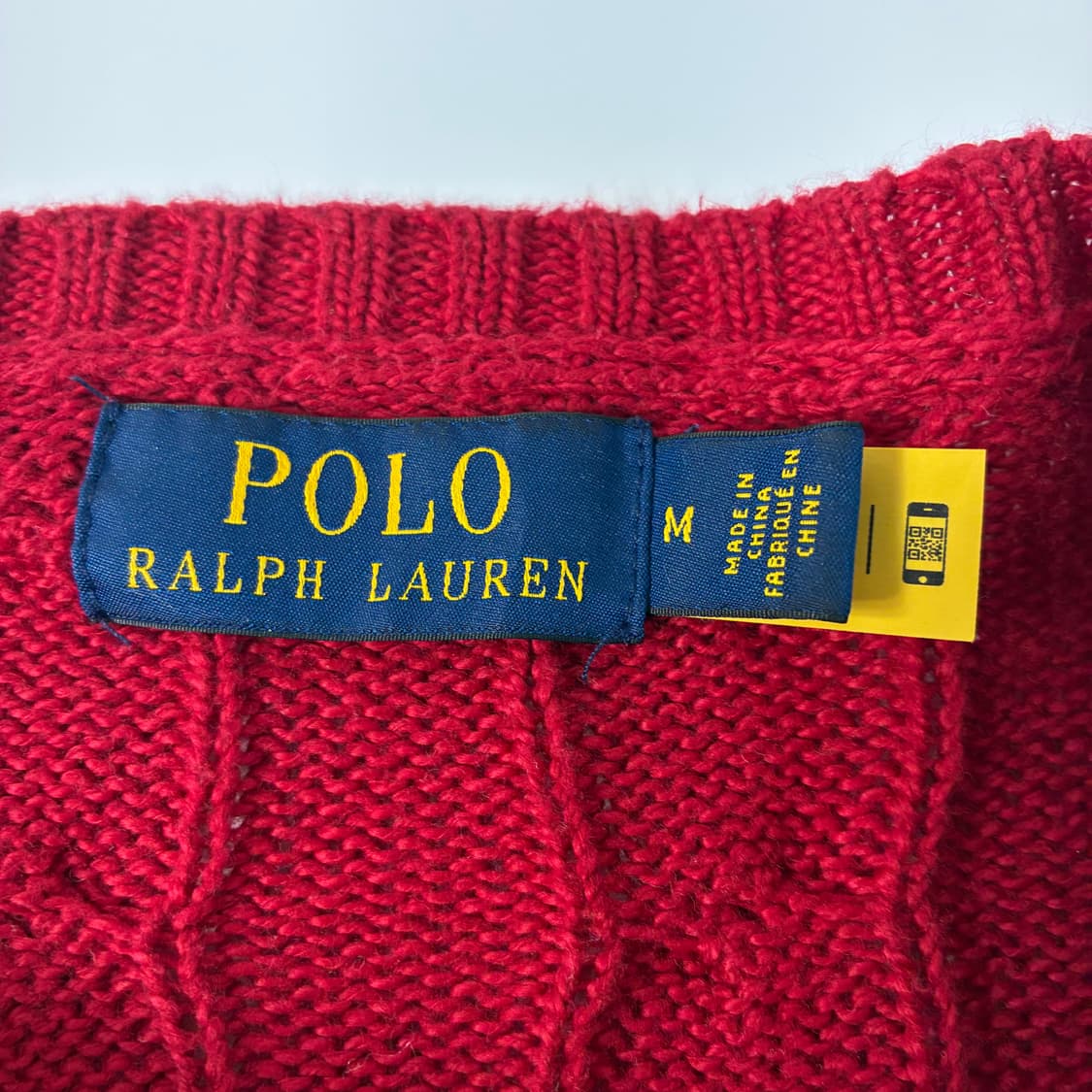Polo 폴로 랄프로렌 현행QR 딥레드 케이블 라운드 니트 상품이미지5