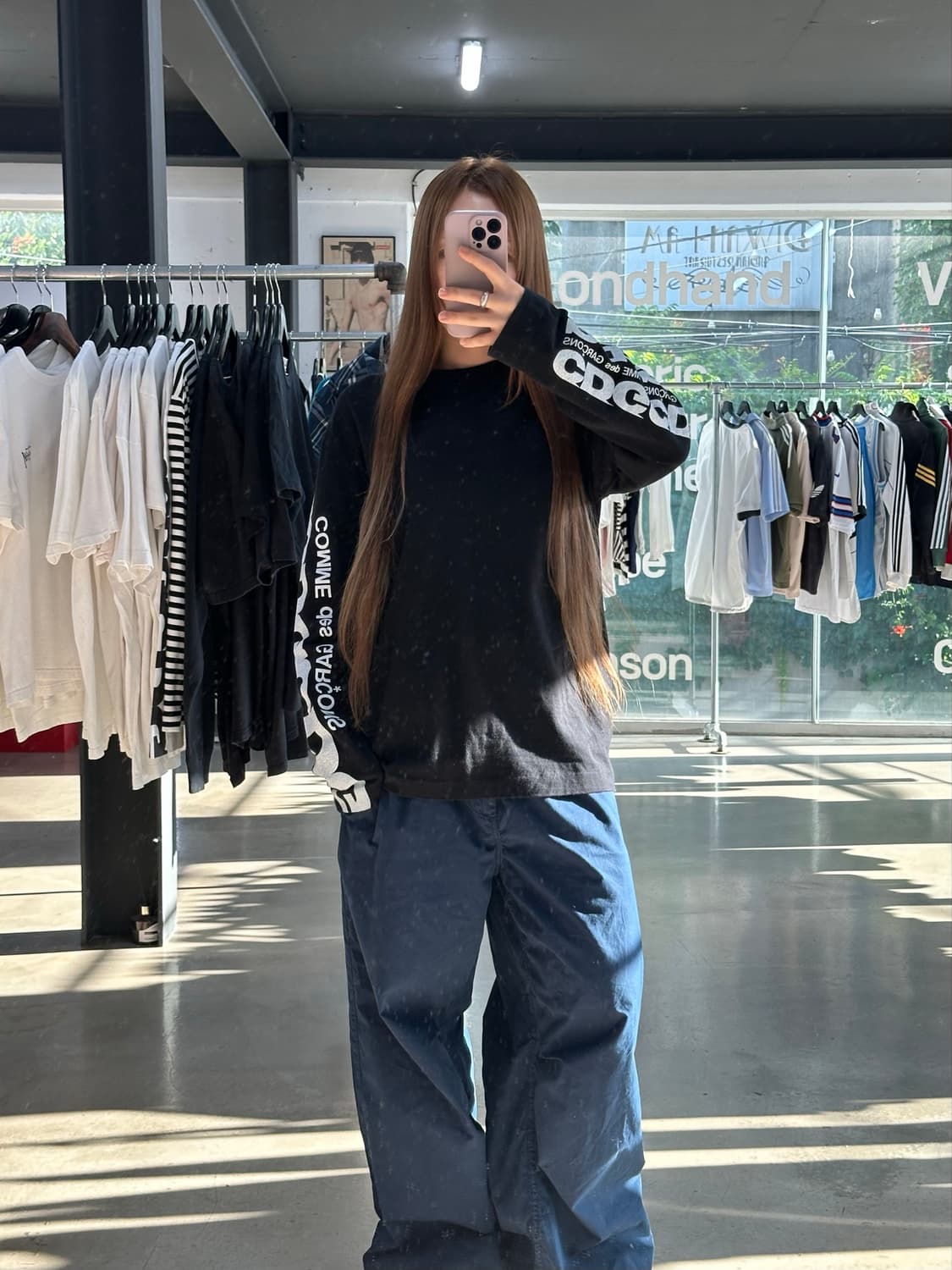 꼼데가르송 CDG 암 볼드로고 롱슬리브 블랙 상품이미지4