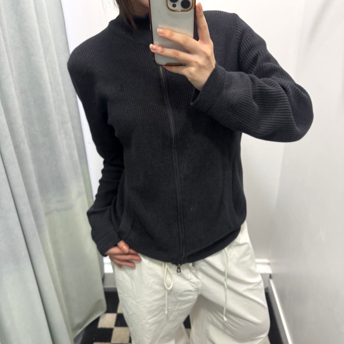 폴로 차콜 투웨이 니트집업 상품이미지1