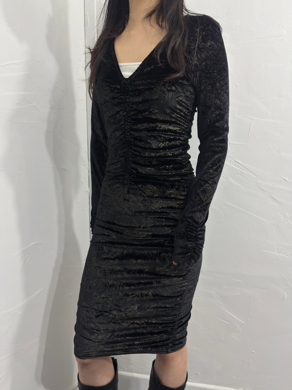 oriental velvet shirring dress 상품이미지4