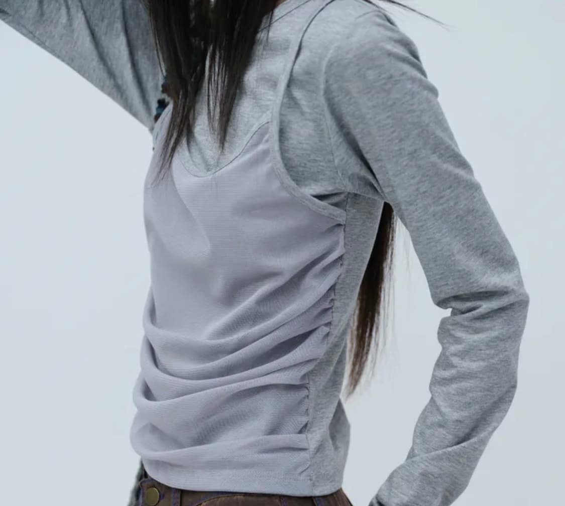 틸데서울 주드메쉬 레이어드티셔츠 그레이 상품이미지1