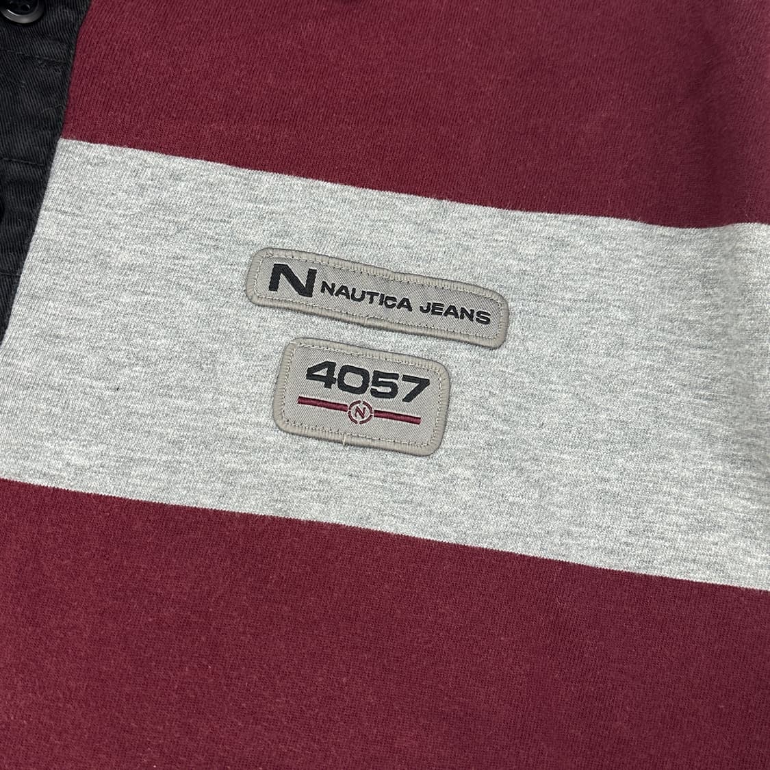NAUTICA XL 오버핏 빈티지 레드 그레이 단가라 긴팔 카라티셔츠 상품이미지3