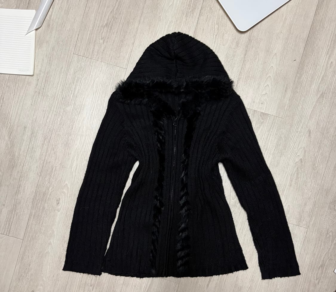 토끼퍼트리밍 니트집업 롱니트 아케호무 빈티지 상품이미지2