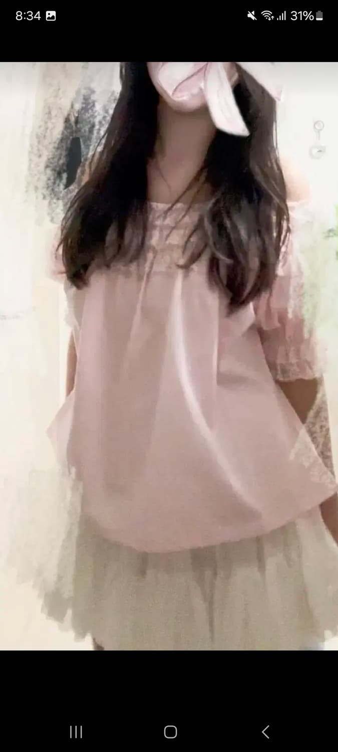 딸기우유 오프숄더 퍼프 블라우스 상품이미지2