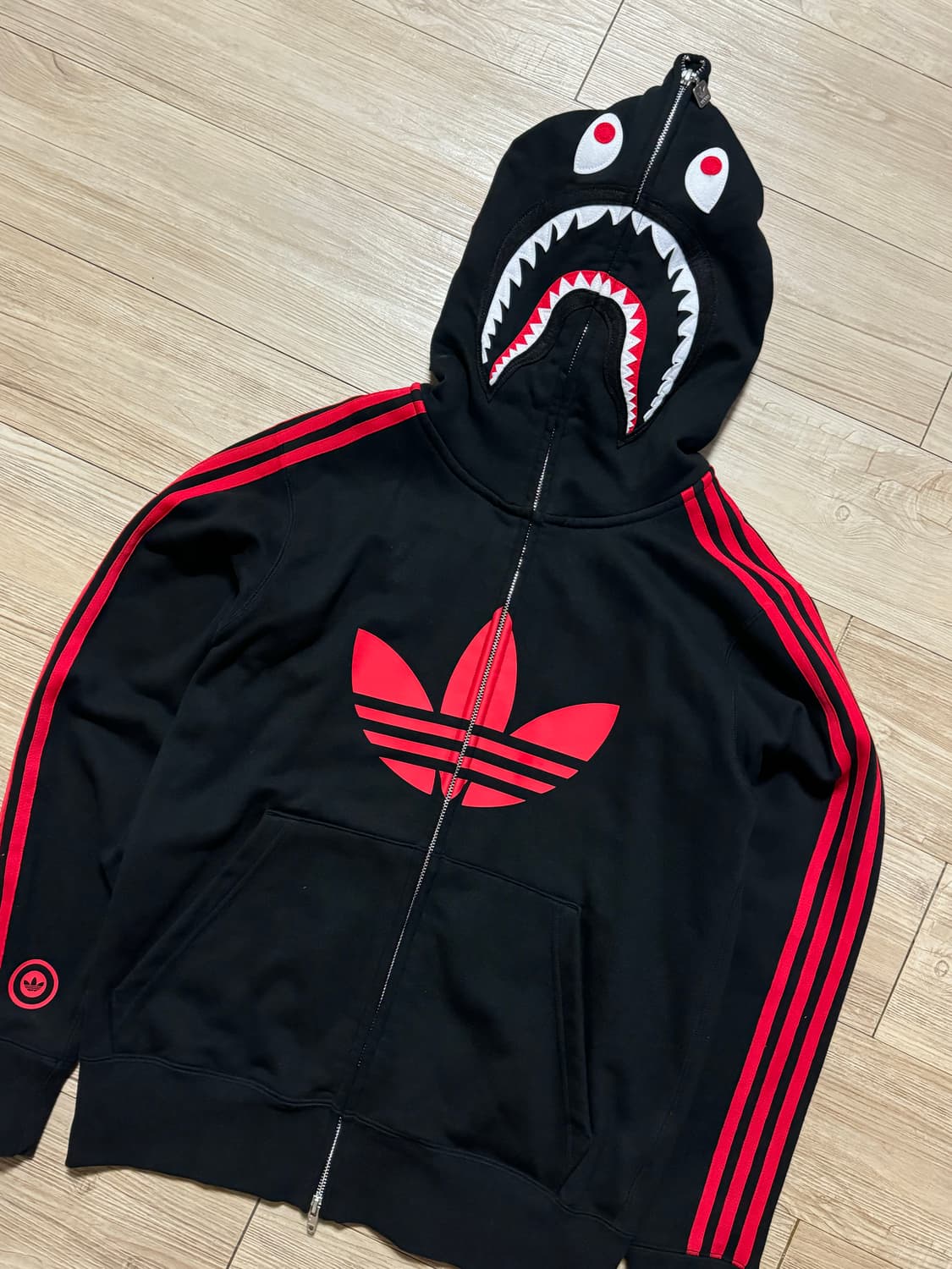 베이프 아디다스 콜라보 샤크 후드집업 S 상품이미지2