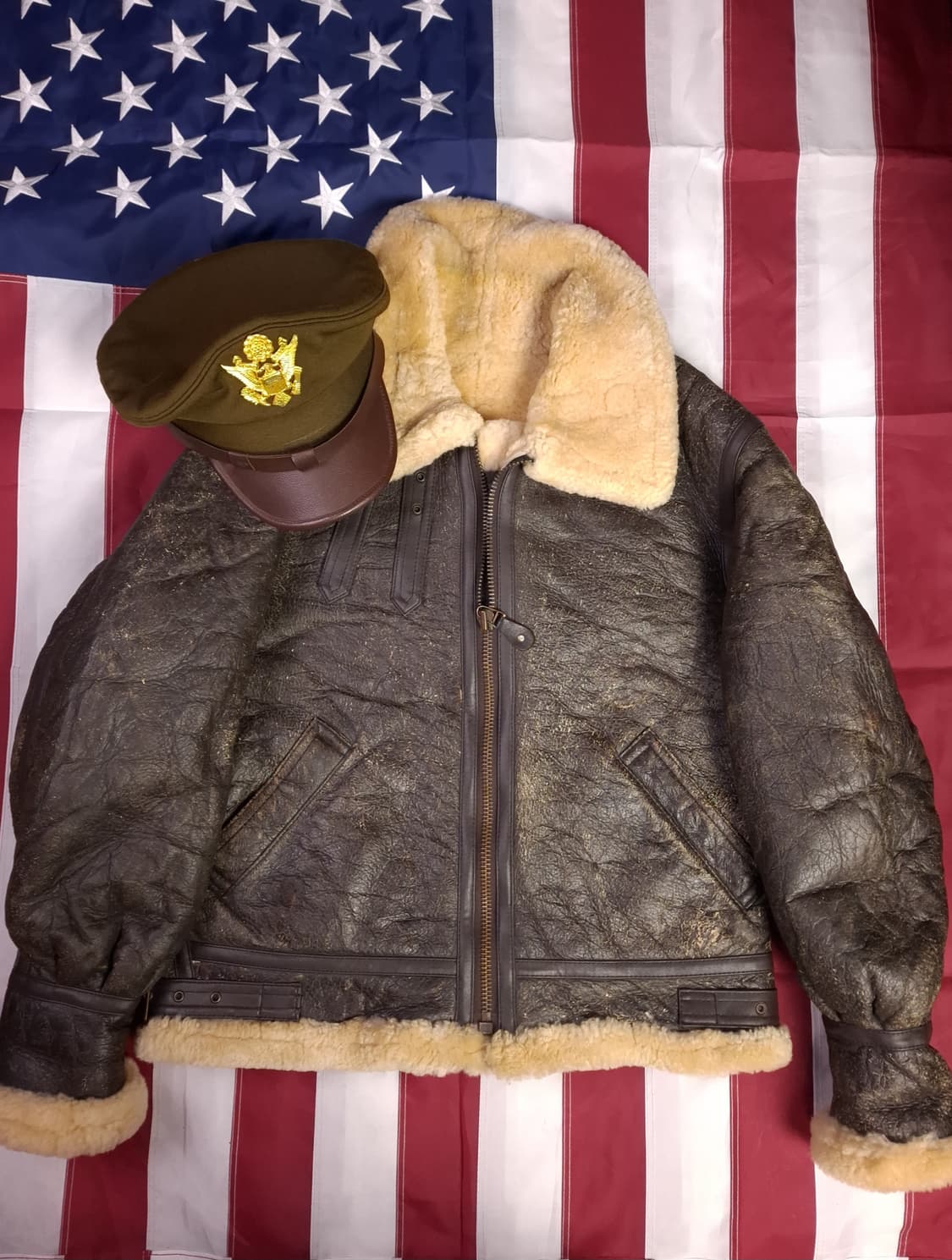 90's 일본판 미공군 B-3 TYPE 리얼레더 항공 폭격기 무스탕 상품이미지2