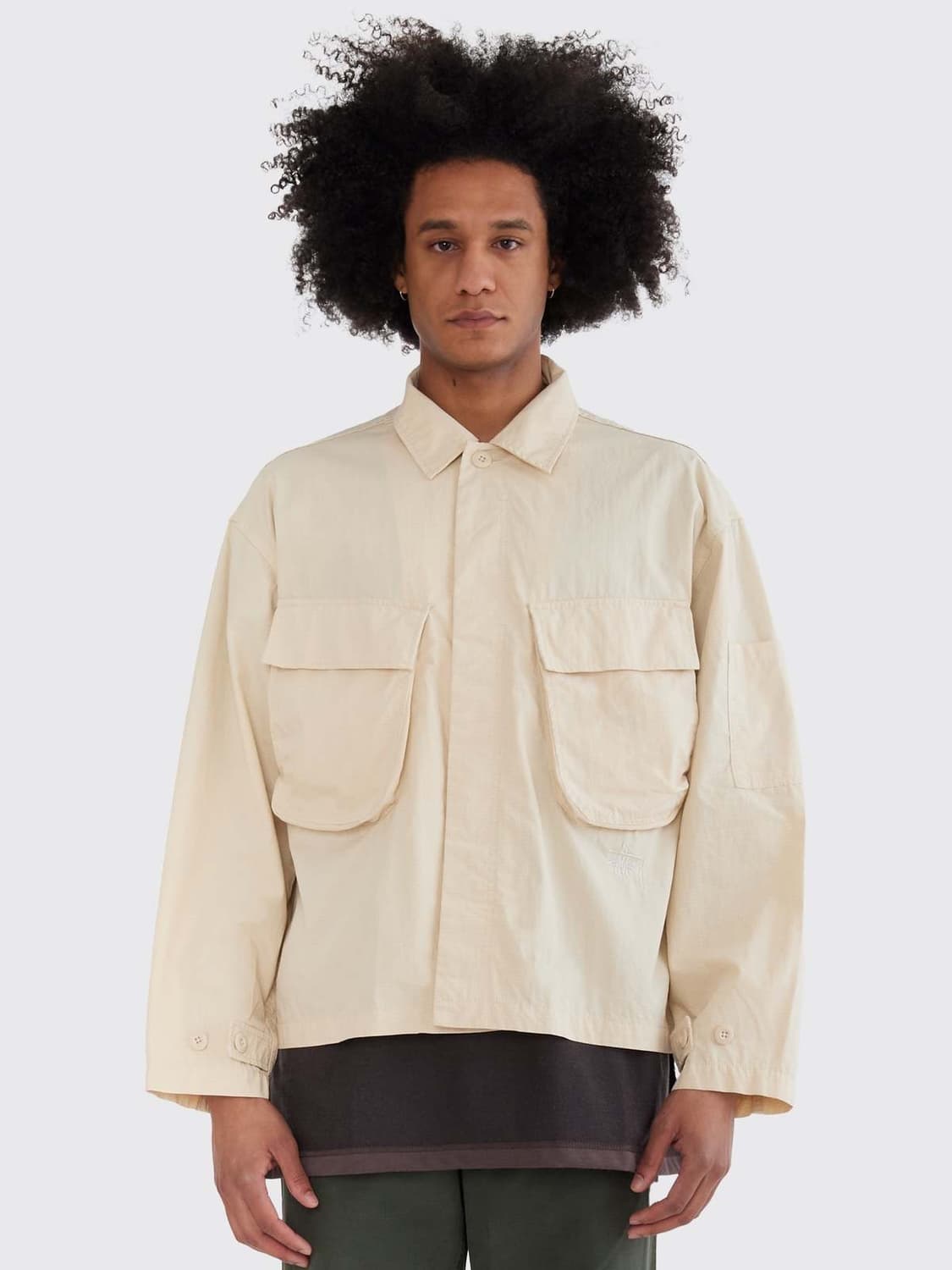 스투시 밀리터리 오버셔츠 베이지 S 상품이미지1