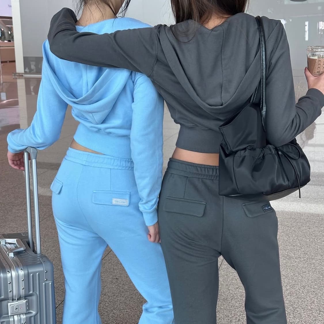 (새상품) 베리시 ERA 슬림핏 후드집업 팬츠 셋업 그레이 상품이미지2