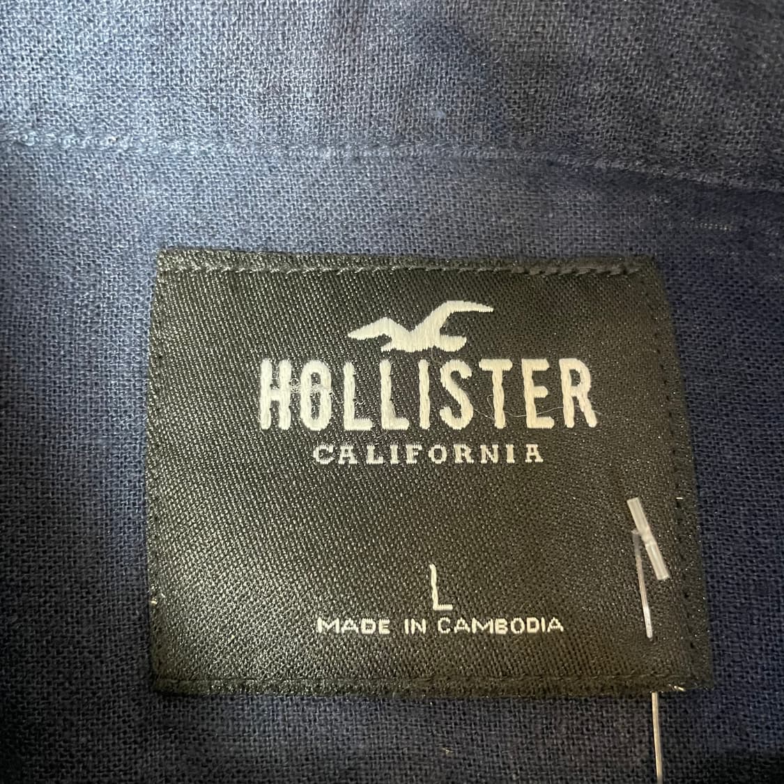 홀리스터 네이비 미니로고 린넨 셔츠 L 상품이미지4