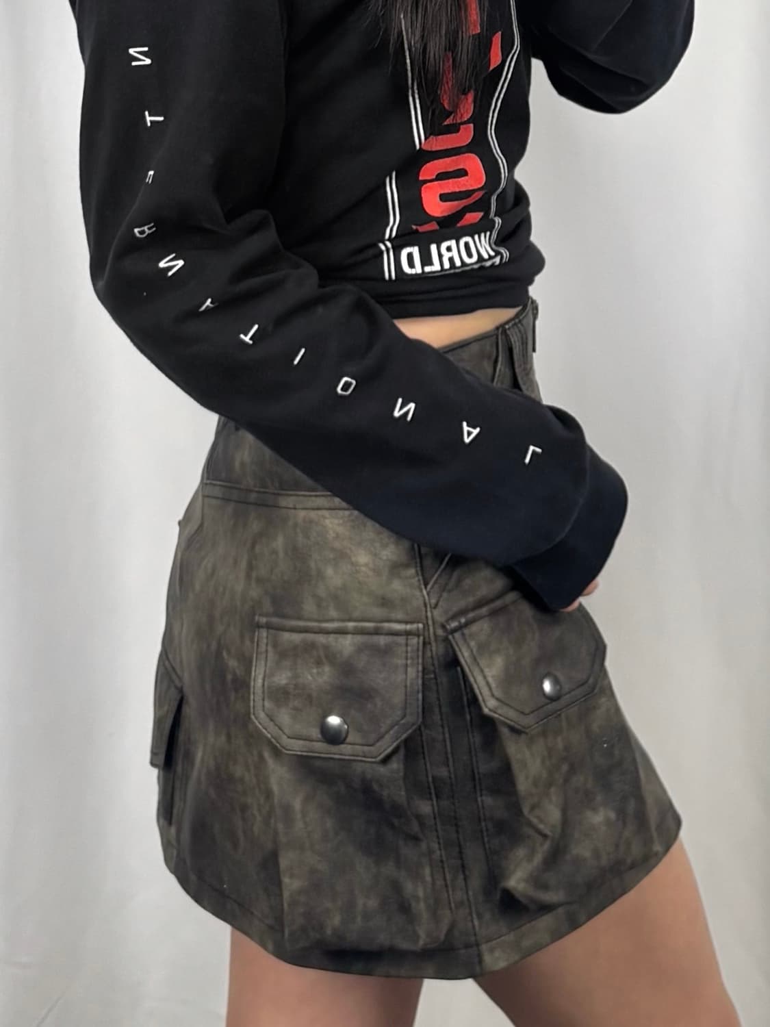 에스이오 레더 미니 스커트 상품이미지4