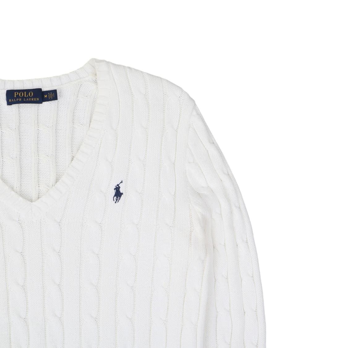 폴로 랄프로렌 화이트 케이블 브이넥 니트 상품이미지3