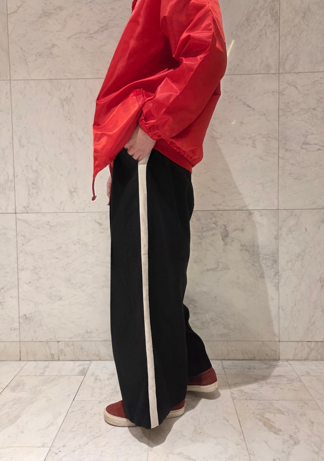 punyus japan 화이트 트랙 와이드 슬랙스 상품이미지1