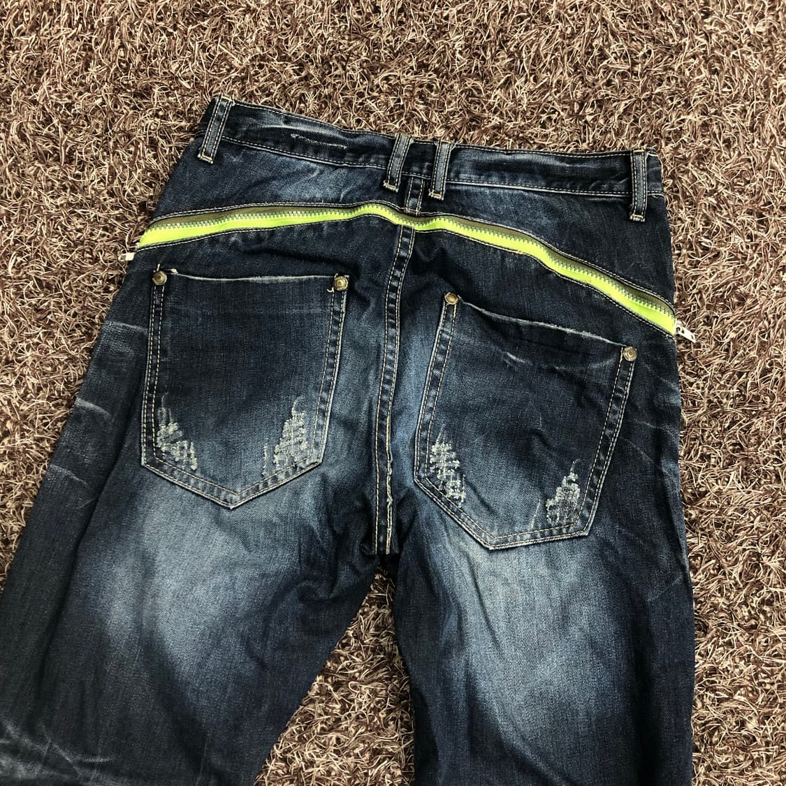 Jpn 빈티지 Y2k 워싱 백지퍼 데님 팬츠 상품이미지4