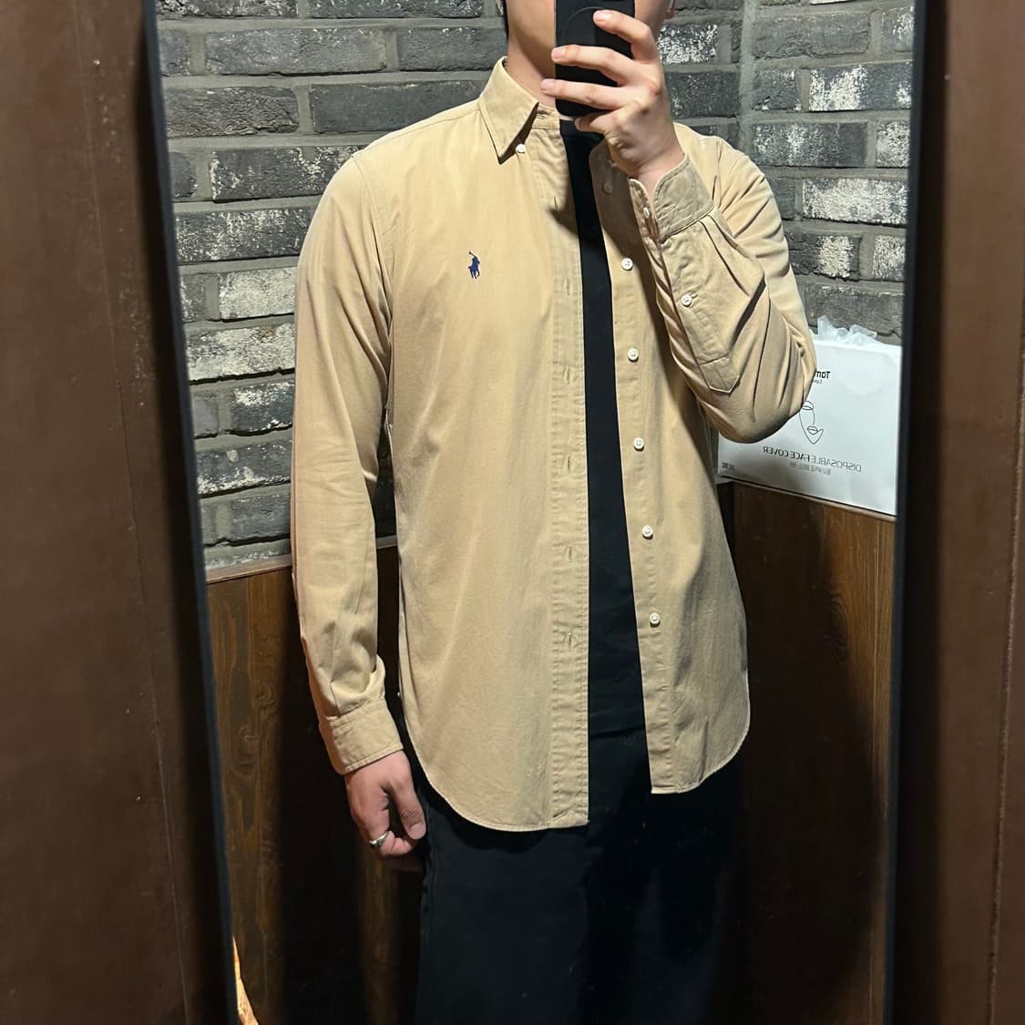 S) 폴로 랄프로렌 클래식핏 브라운 솔리드 셔츠 상품이미지9