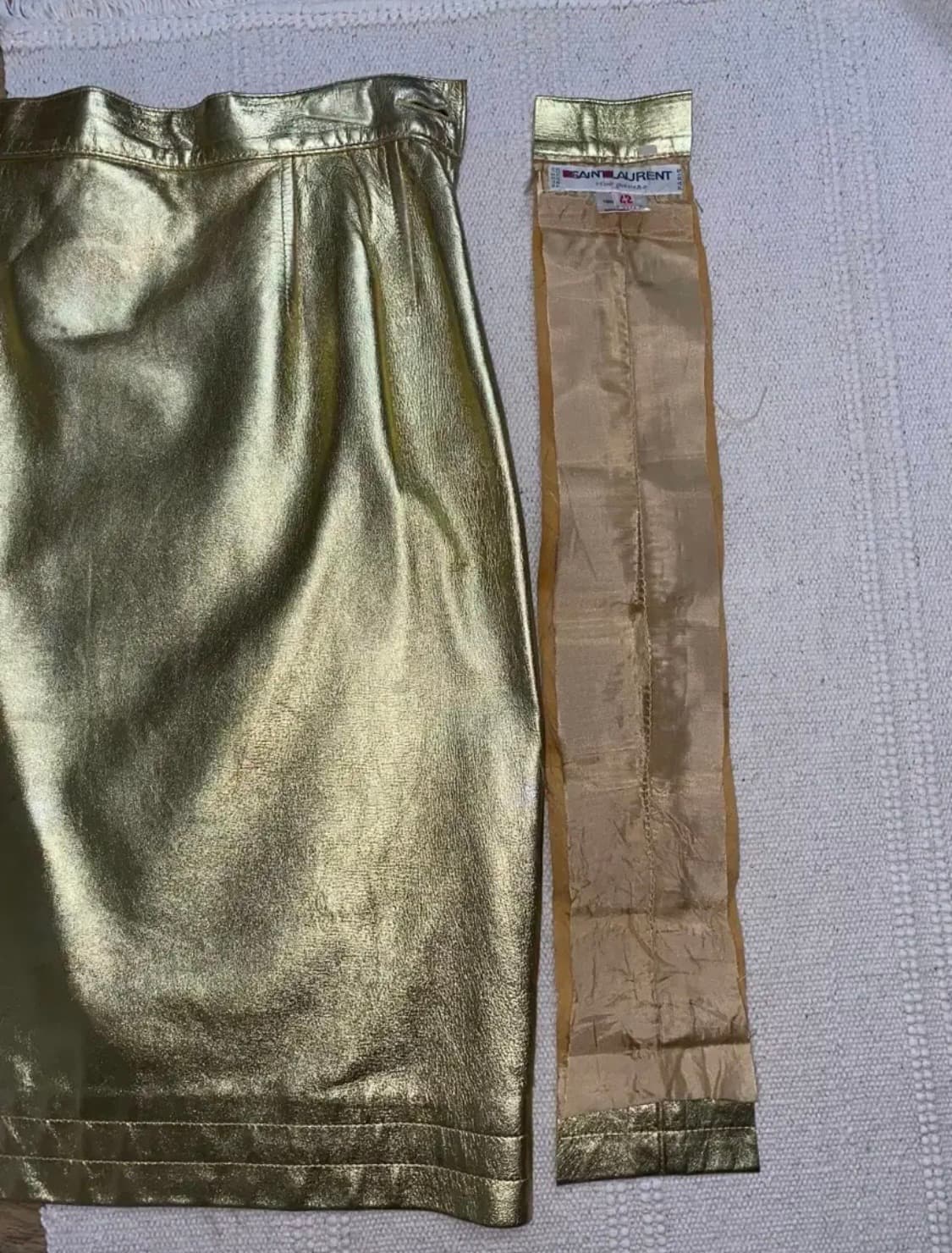 생로랑 빈티지 리얼 골드 가죽 스커트 상품이미지7